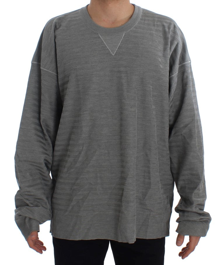 Dolce &amp; Gabbana Eleganter grauer Pullover mit Rundhalsausschnitt aus Seide