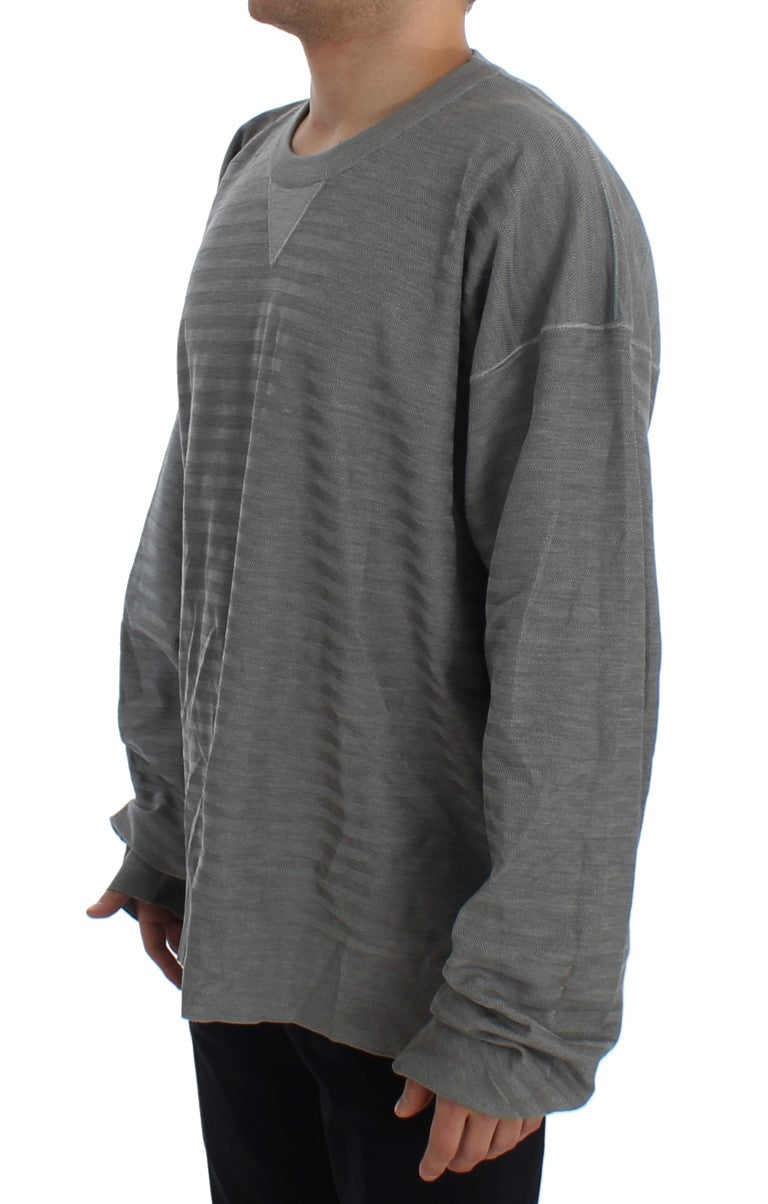Dolce &amp; Gabbana Eleganter grauer Pullover mit Rundhalsausschnitt aus Seide