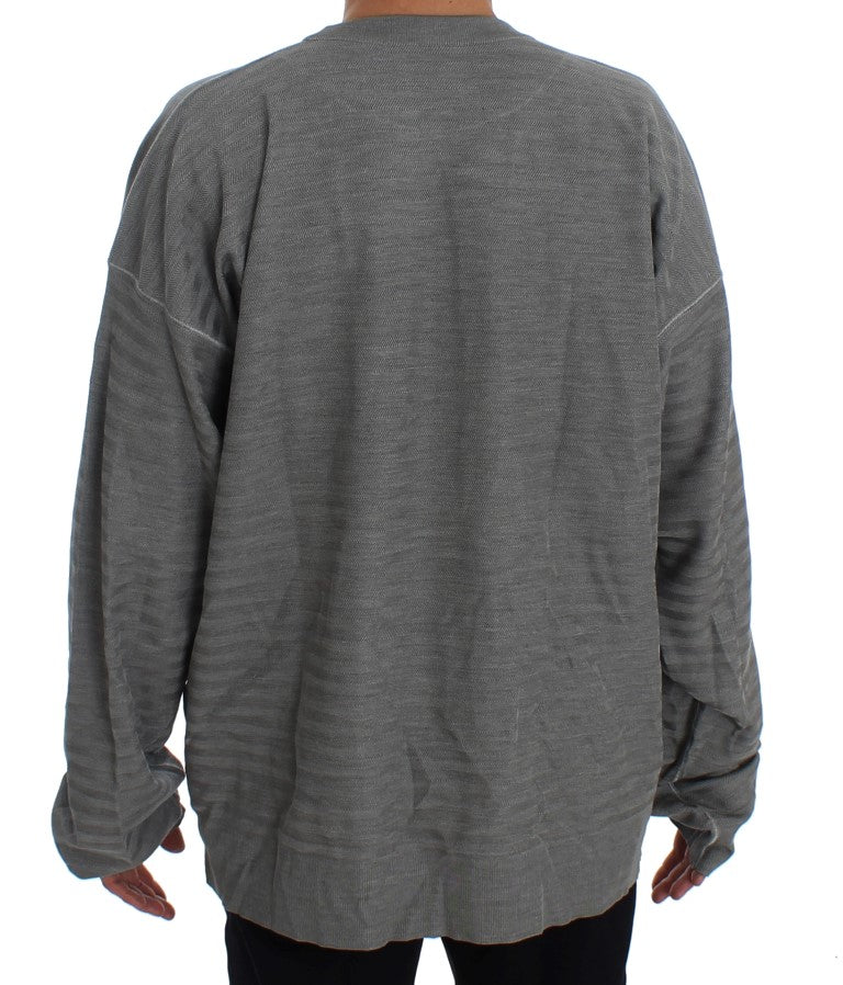 Dolce &amp; Gabbana Eleganter grauer Pullover mit Rundhalsausschnitt aus Seide