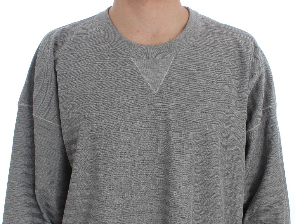 Dolce &amp; Gabbana Eleganter grauer Pullover mit Rundhalsausschnitt aus Seide