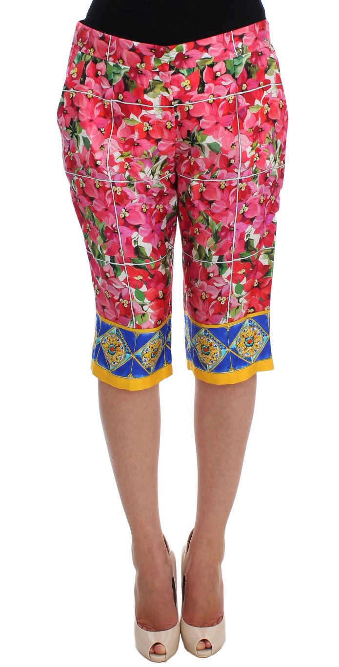 Dolce &amp; Gabbana Caprihose aus Seide mit mehrfarbigem Blumenmuster