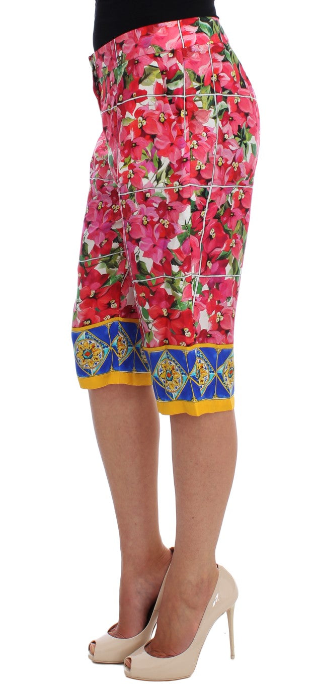 Dolce &amp; Gabbana Caprihose aus Seide mit mehrfarbigem Blumenmuster