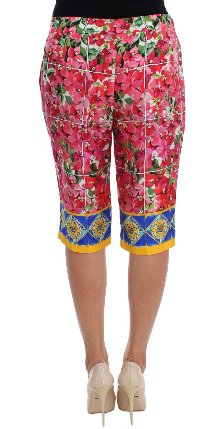 Dolce &amp; Gabbana Caprihose aus Seide mit mehrfarbigem Blumenmuster