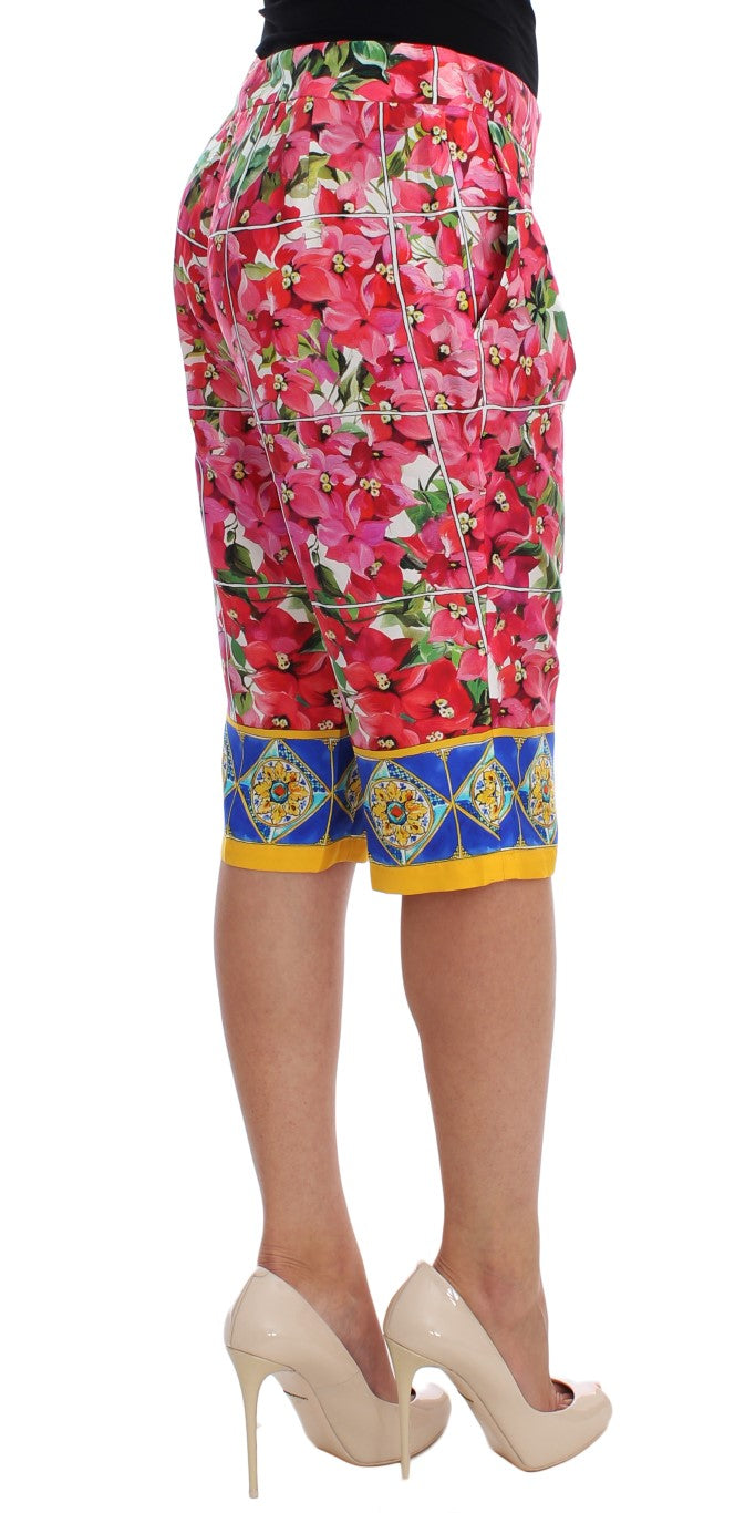 Dolce &amp; Gabbana Caprihose aus Seide mit mehrfarbigem Blumenmuster