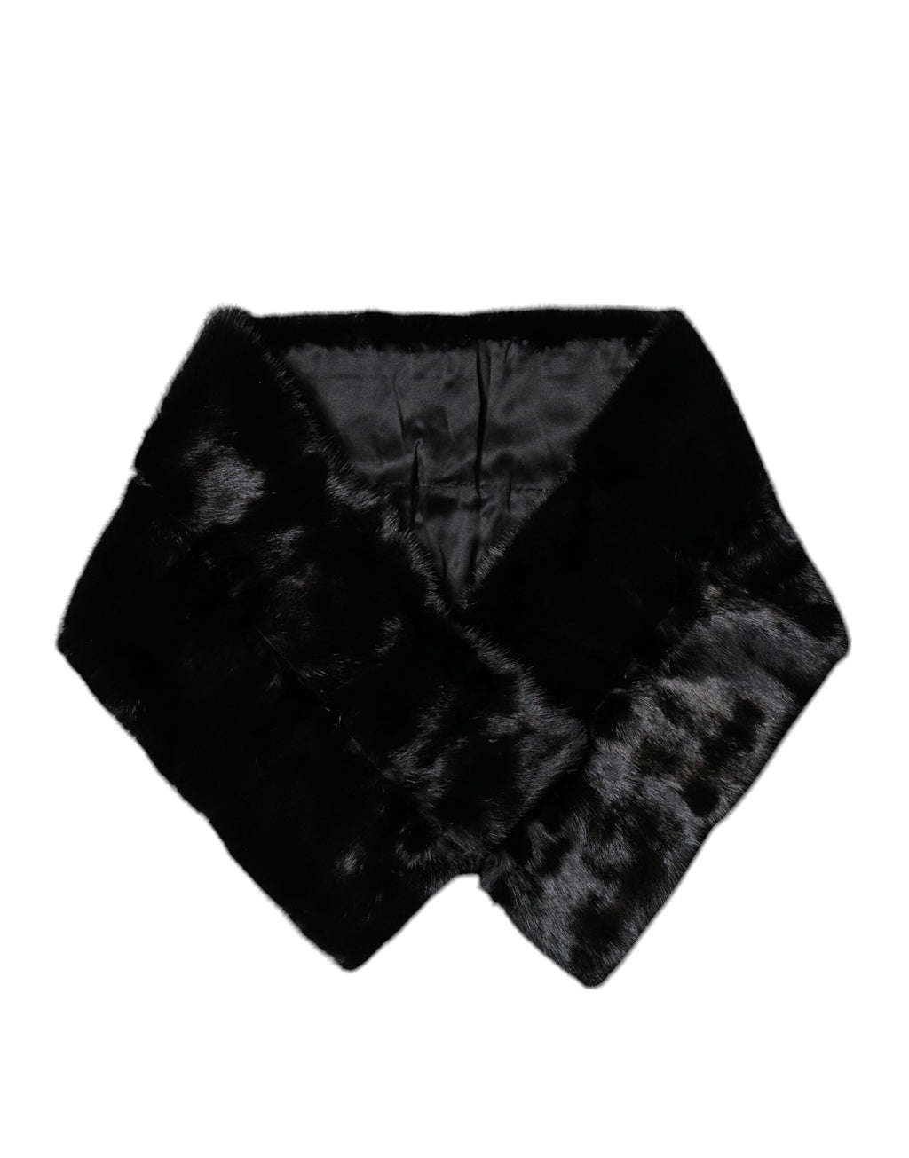 Dolce &amp; Gabbana Schwarzer Pelzschal Halswickelkragenschal