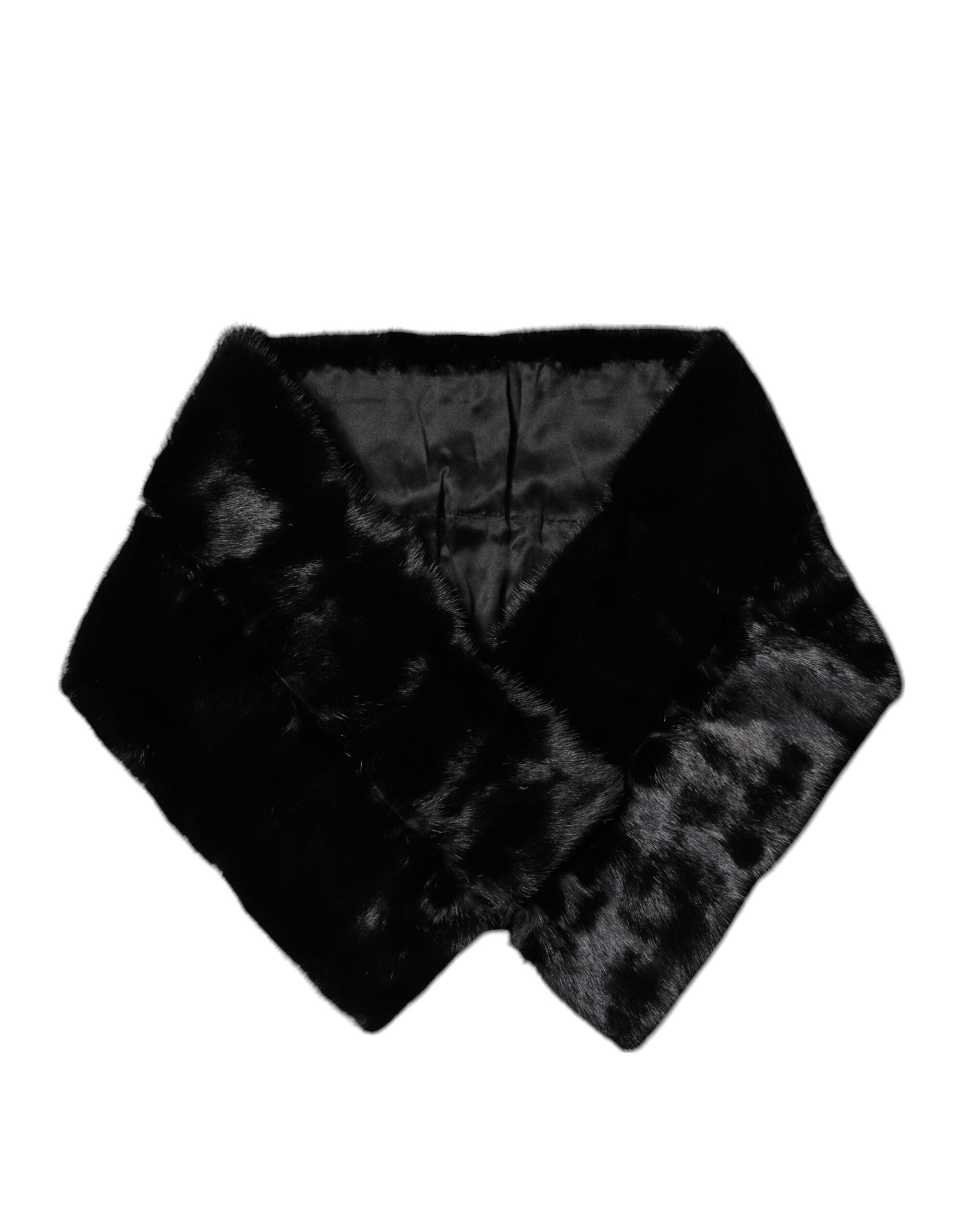 Dolce &amp; Gabbana Schwarzer Pelzschal Halswickelkragenschal