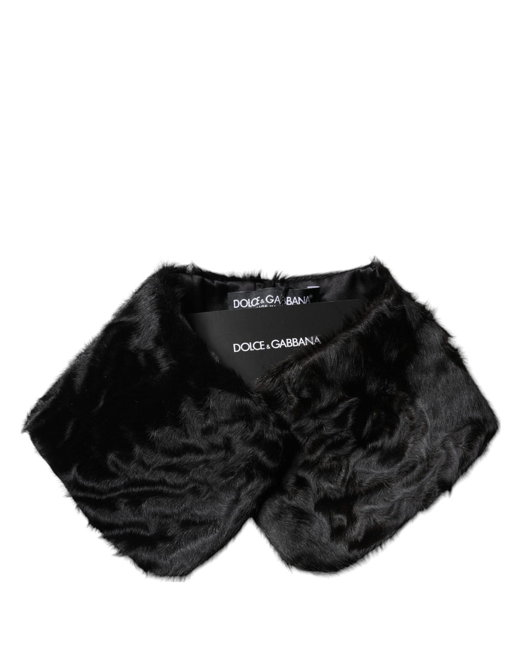 Dolce &amp; Gabbana Damen-Halswickelschal mit schwarzem Lammfellkragen