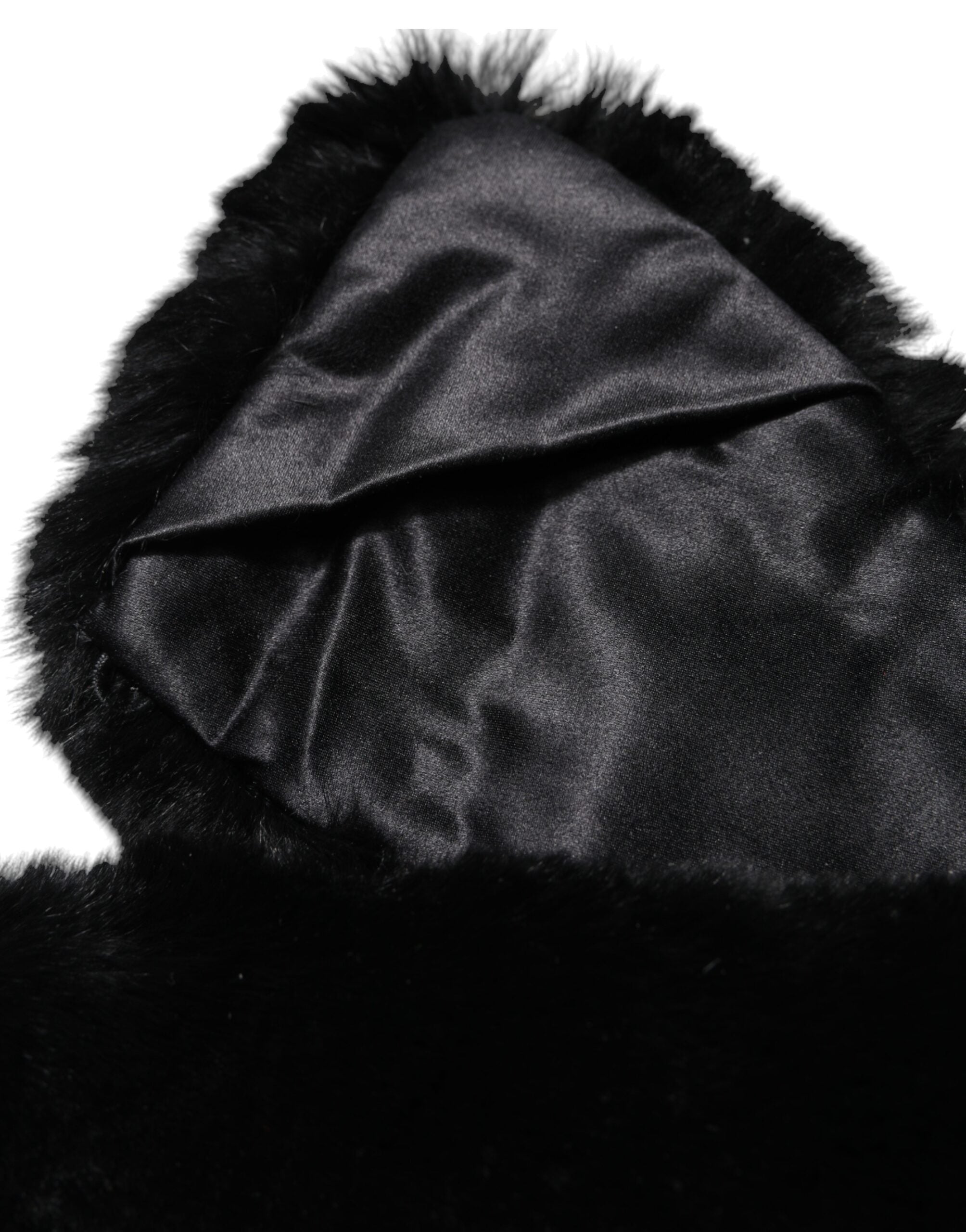 Dolce &amp; Gabbana Damen-Halswickelschal mit schwarzem Lammfellkragen