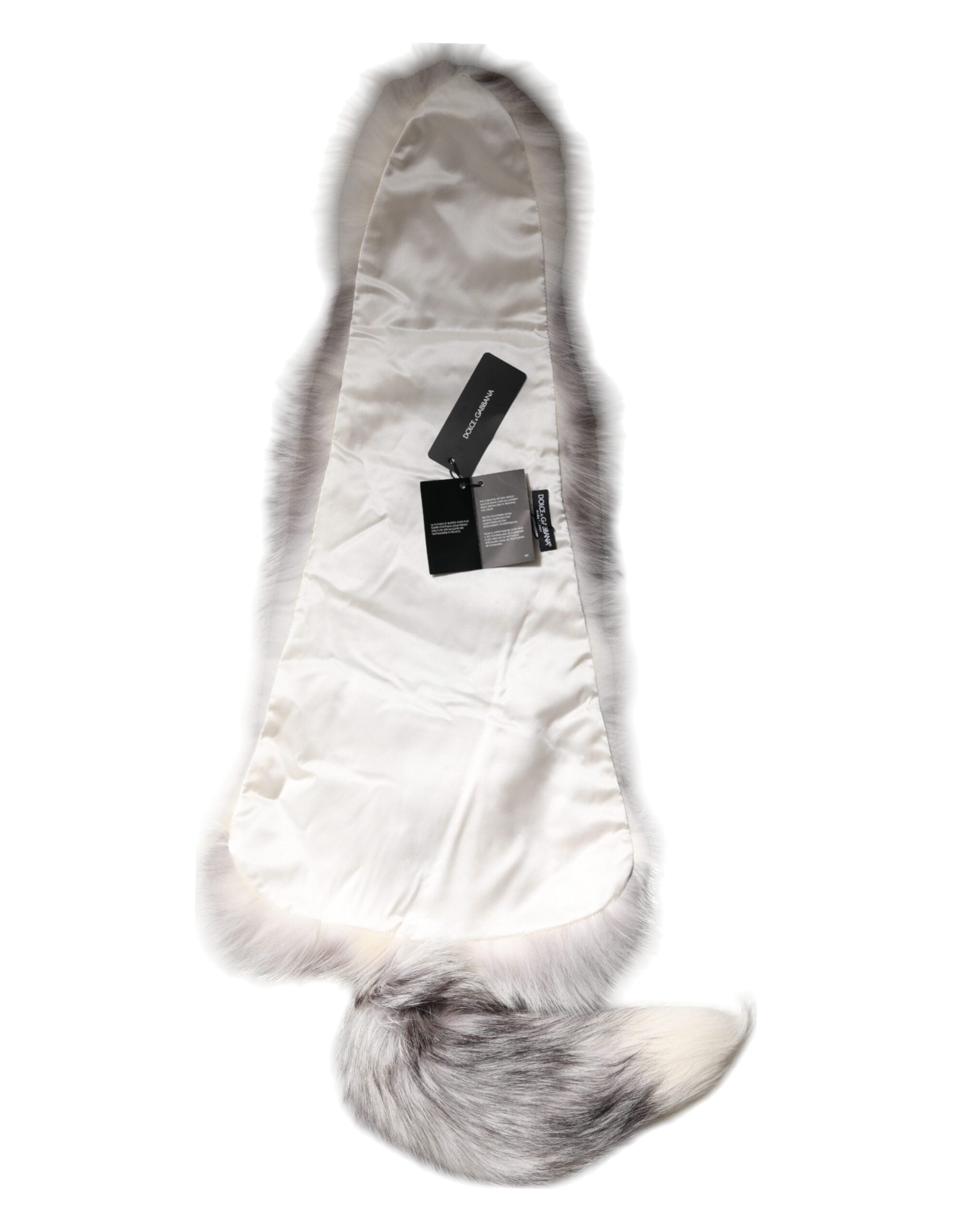 Dolce &amp; Gabbana – Halstuch, wärmer, Winterschal aus weißem Fuchspelz