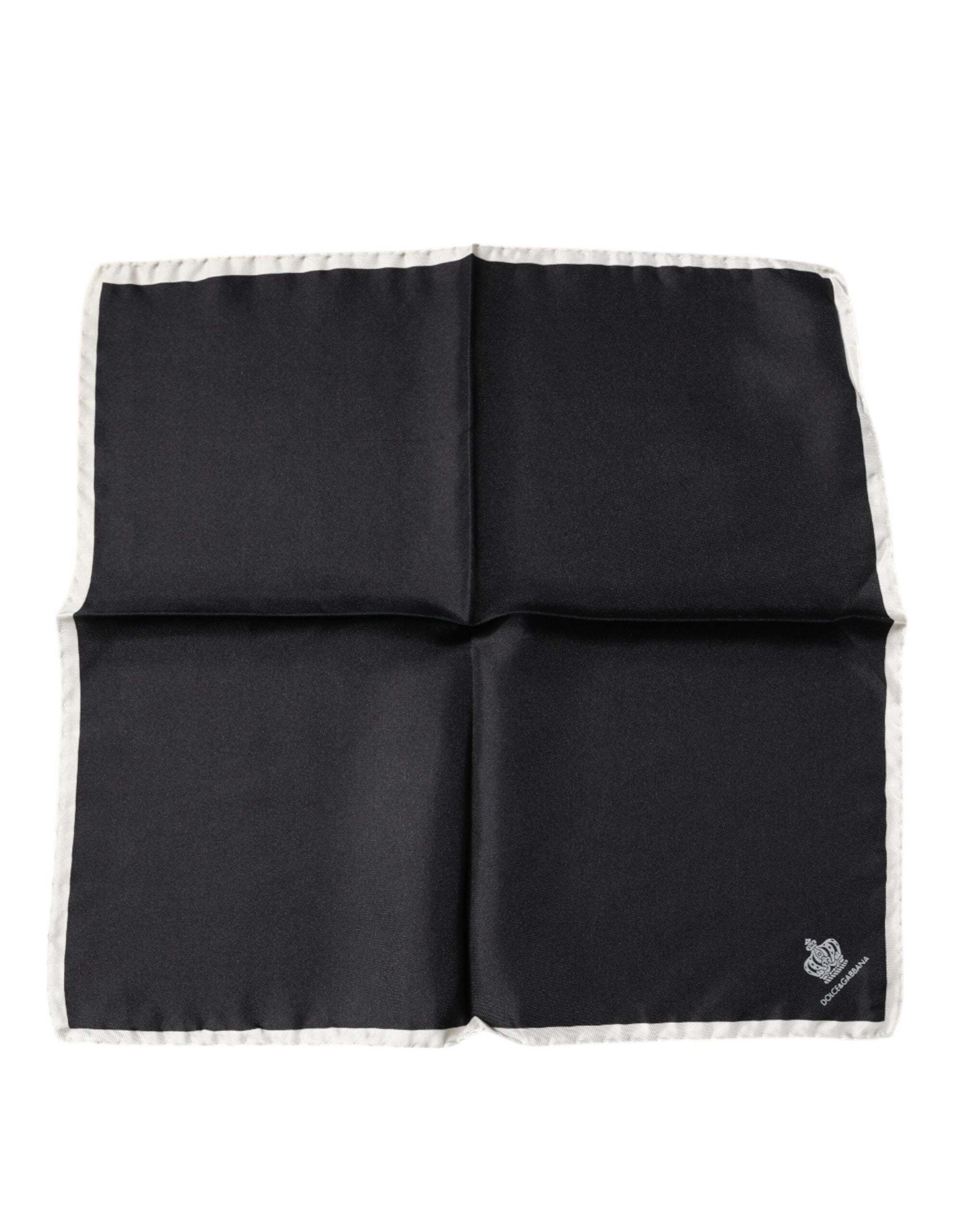 Dolce &amp; Gabbana – Quadratischer Taschentuchschal mit schwarzem Kronenlogo
