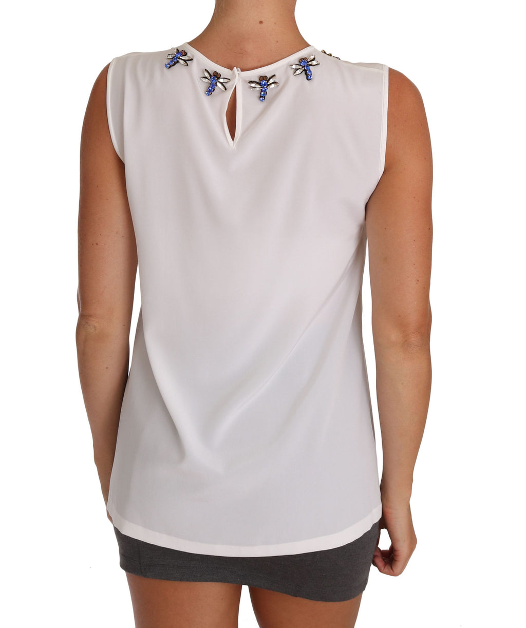 Dolce &amp; Gabbana Elegante, verzierte ärmellose Seidenbluse