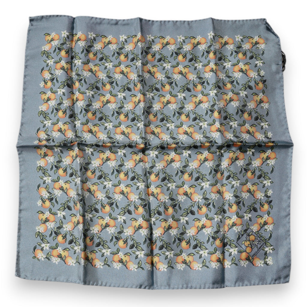 Dolce &amp; Gabbana Grau Orangen Seiden Quadratisches Taschentuch