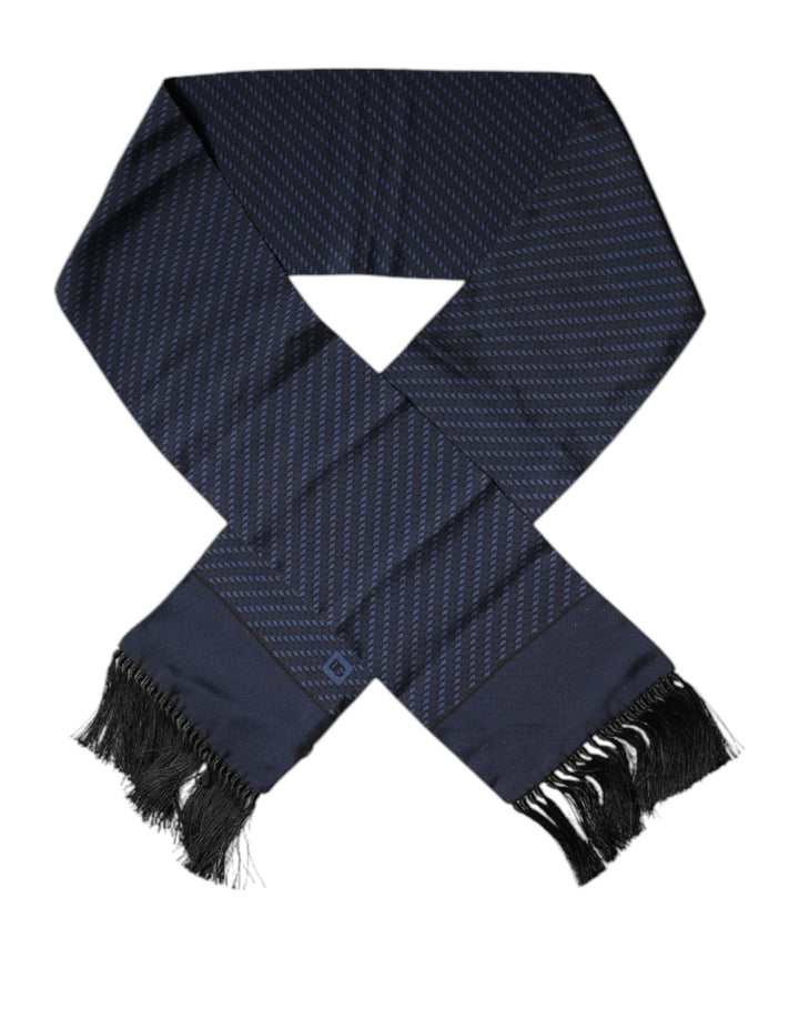 Dolce &amp; Gabbana – Dunkelblauer Wickelschal mit Fantasiefransen