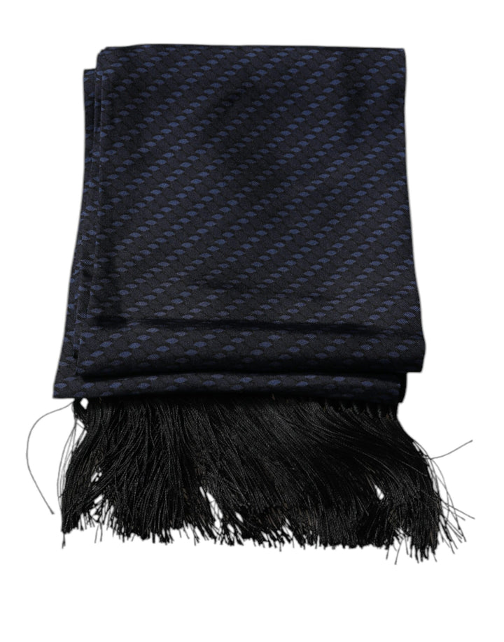 Dolce &amp; Gabbana – Dunkelblauer Wickelschal mit Fantasiefransen