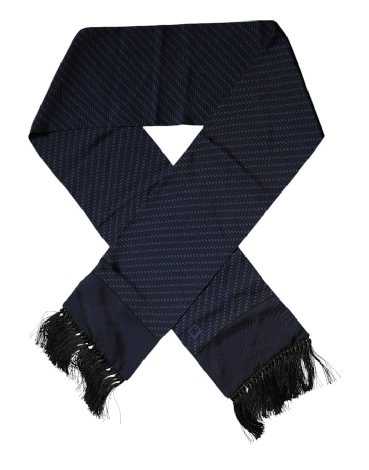 Dolce &amp; Gabbana – Dunkelblauer Wickelschal mit Fantasiefransen