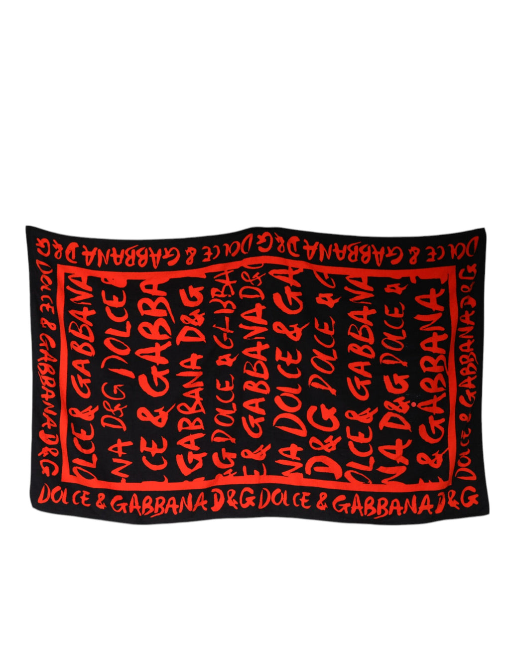 Dolce &amp; Gabbana – Strandtuch aus Baumwolle mit schwarzem und rotem Logo-Print