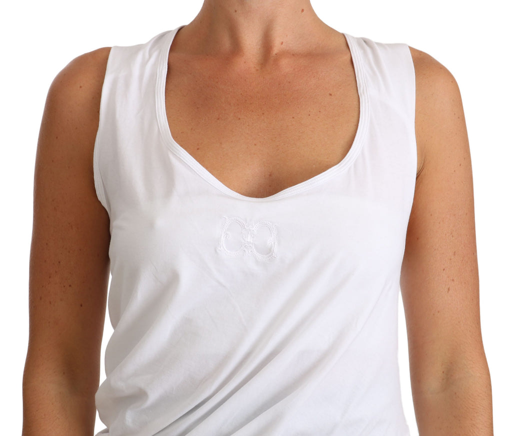 Cavalli Elegantes weißes Tanktop mit Bindeband hinten