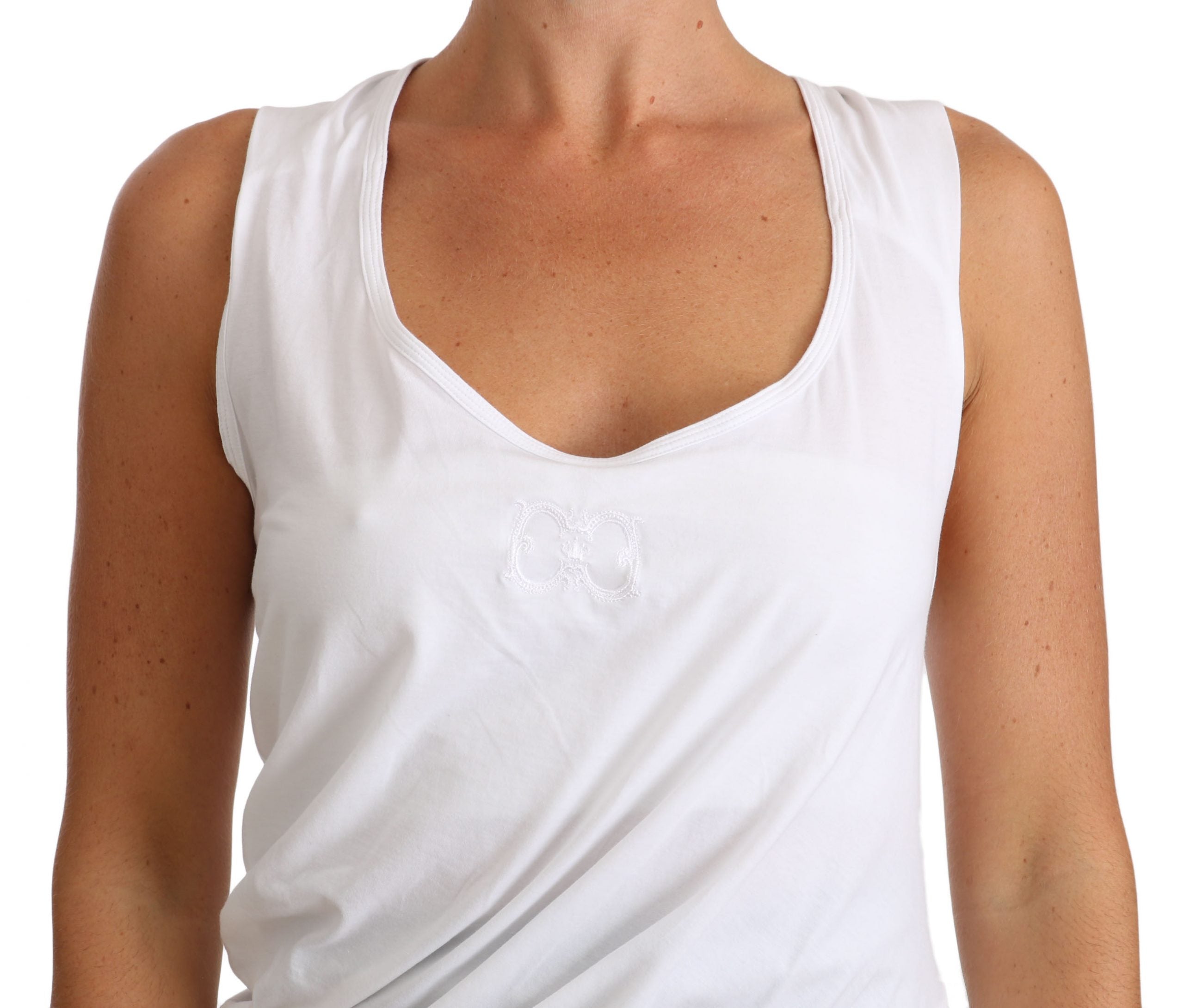 Cavalli Elegantes weißes Tanktop mit Bindeband hinten