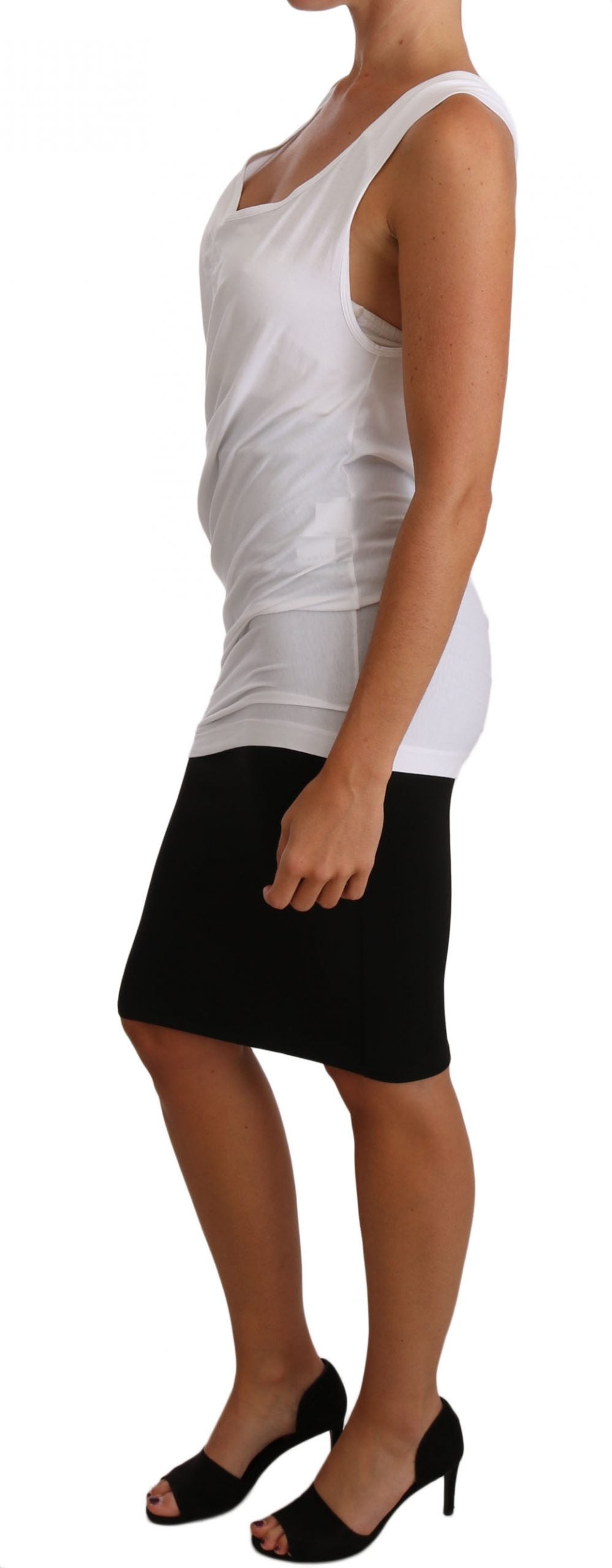 Cavalli Elegantes weißes Tanktop mit Bindeband hinten