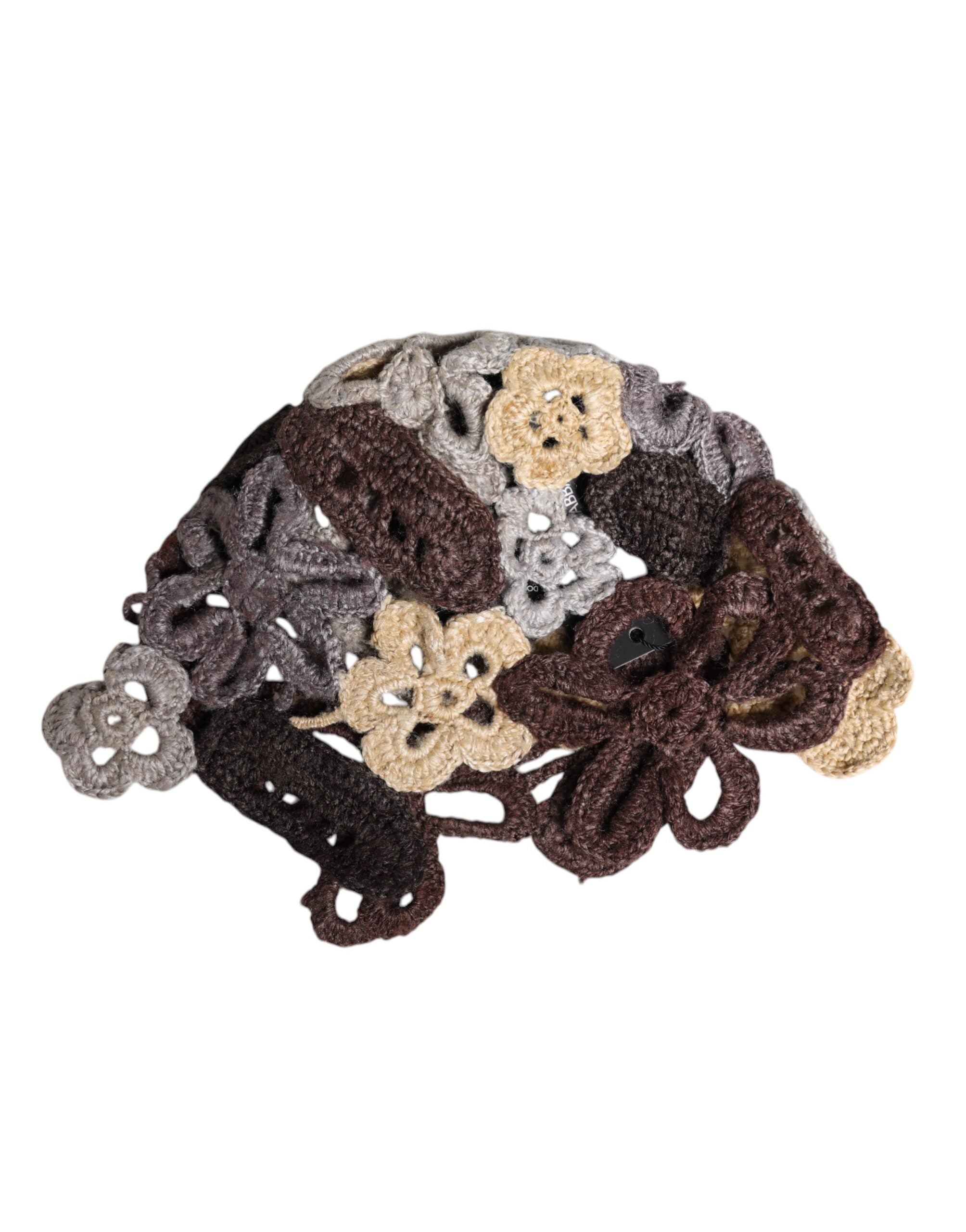Dolce &amp; Gabbana – Mehrfarbige Häkelmütze aus Seide mit Blumenmuster