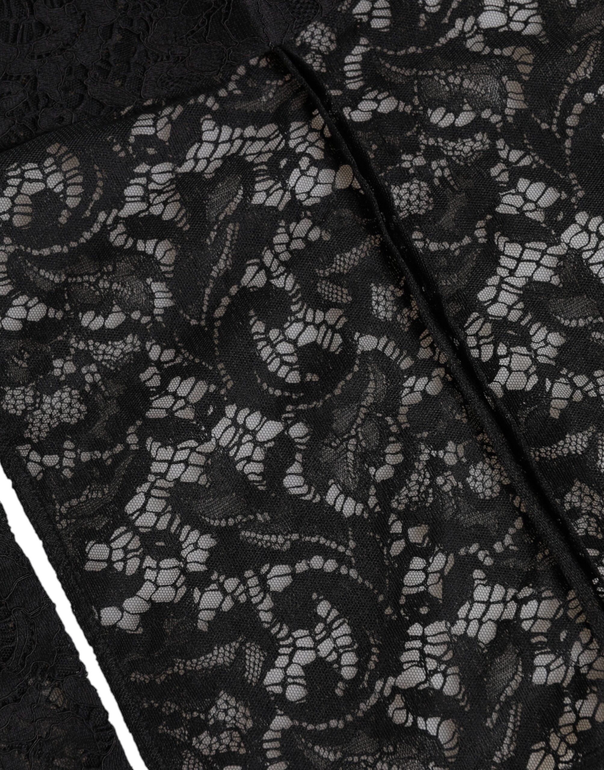 Dolce &amp; Gabbana – Schwarzer Wickelhut mit Blumenspitze