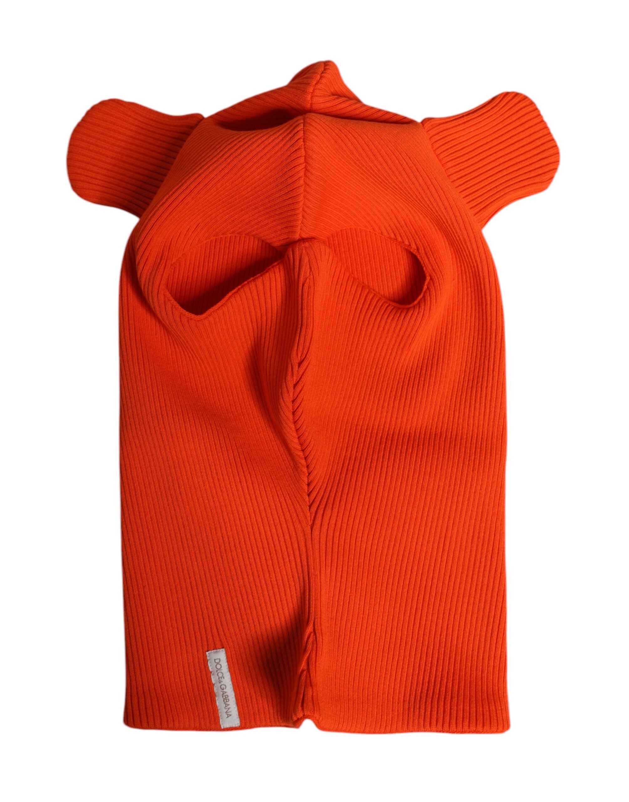 Dolce &amp; Gabbana Balaclava-Mütze aus orangefarbener Baumwolle für den ganzen Kopf