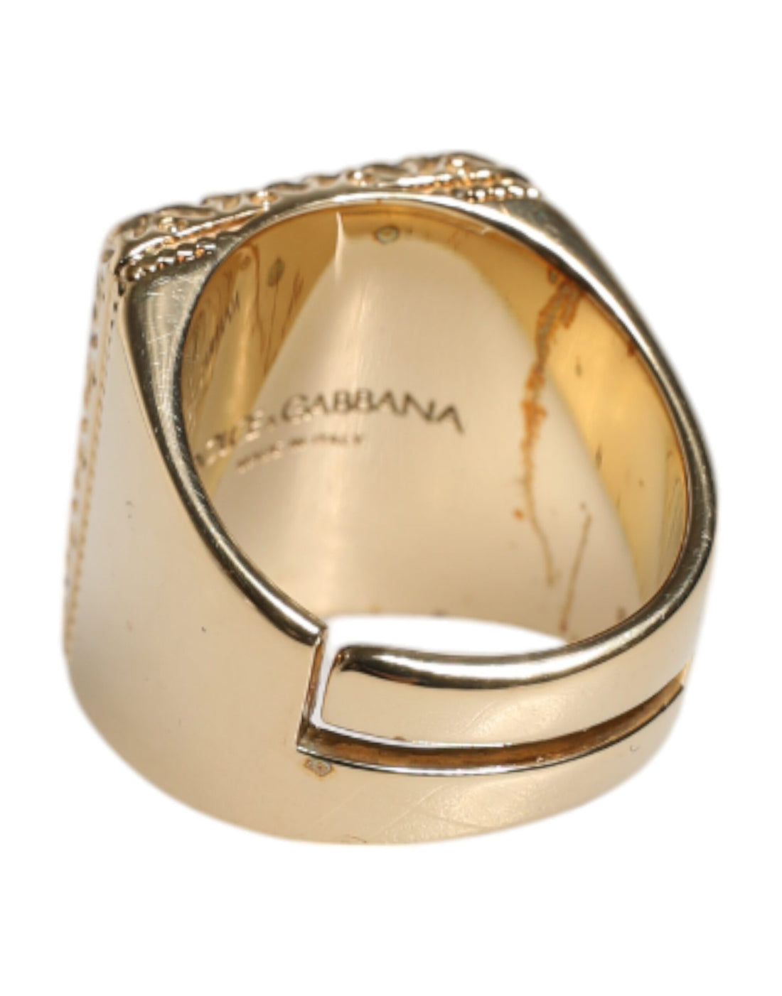 Dolce &amp; Gabbana – Verstellbarer Ring aus Sterlingsilber 925 mit DG-Krone, goldfarben