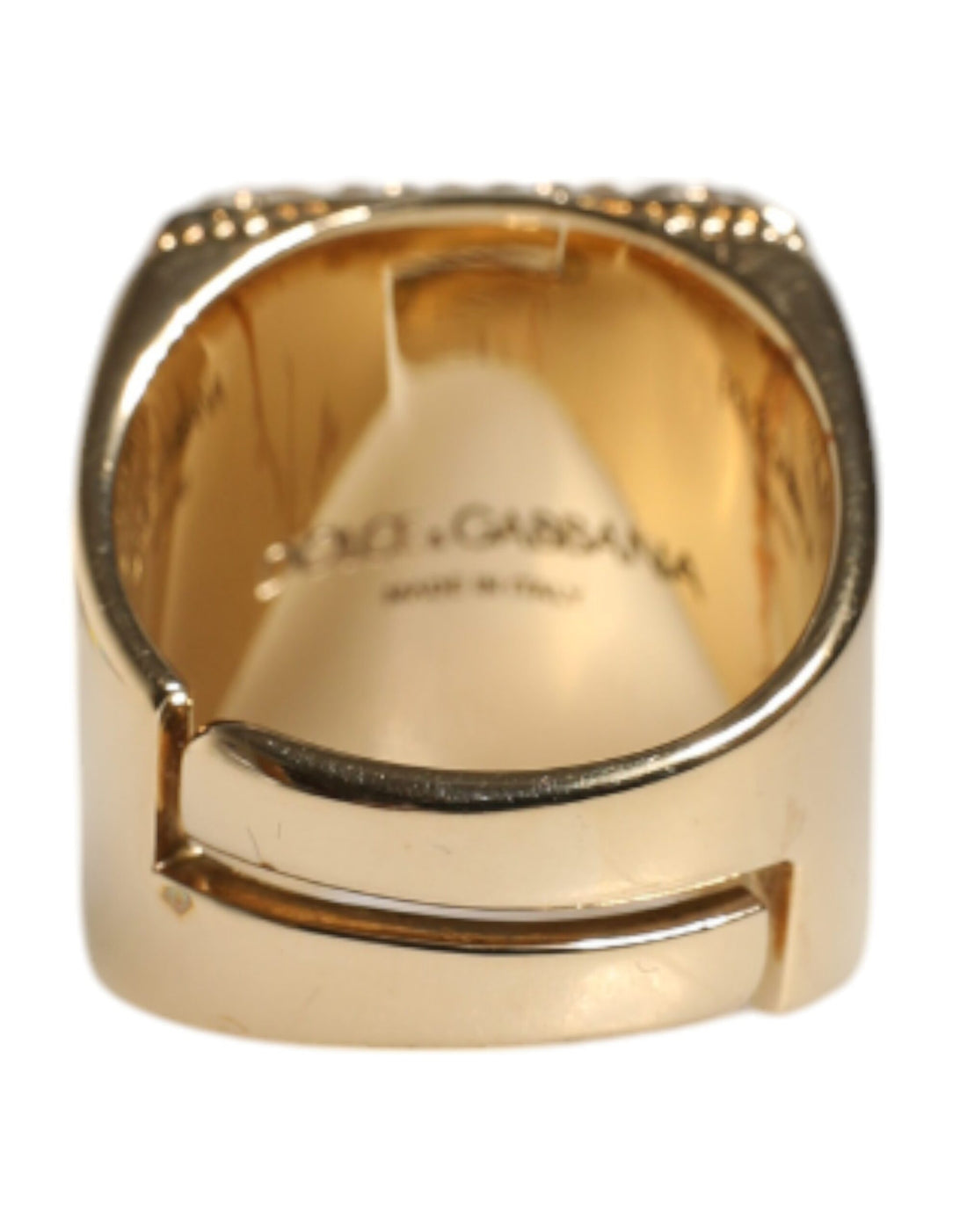 Dolce &amp; Gabbana – Verstellbarer Ring aus Sterlingsilber 925 mit DG-Krone, goldfarben