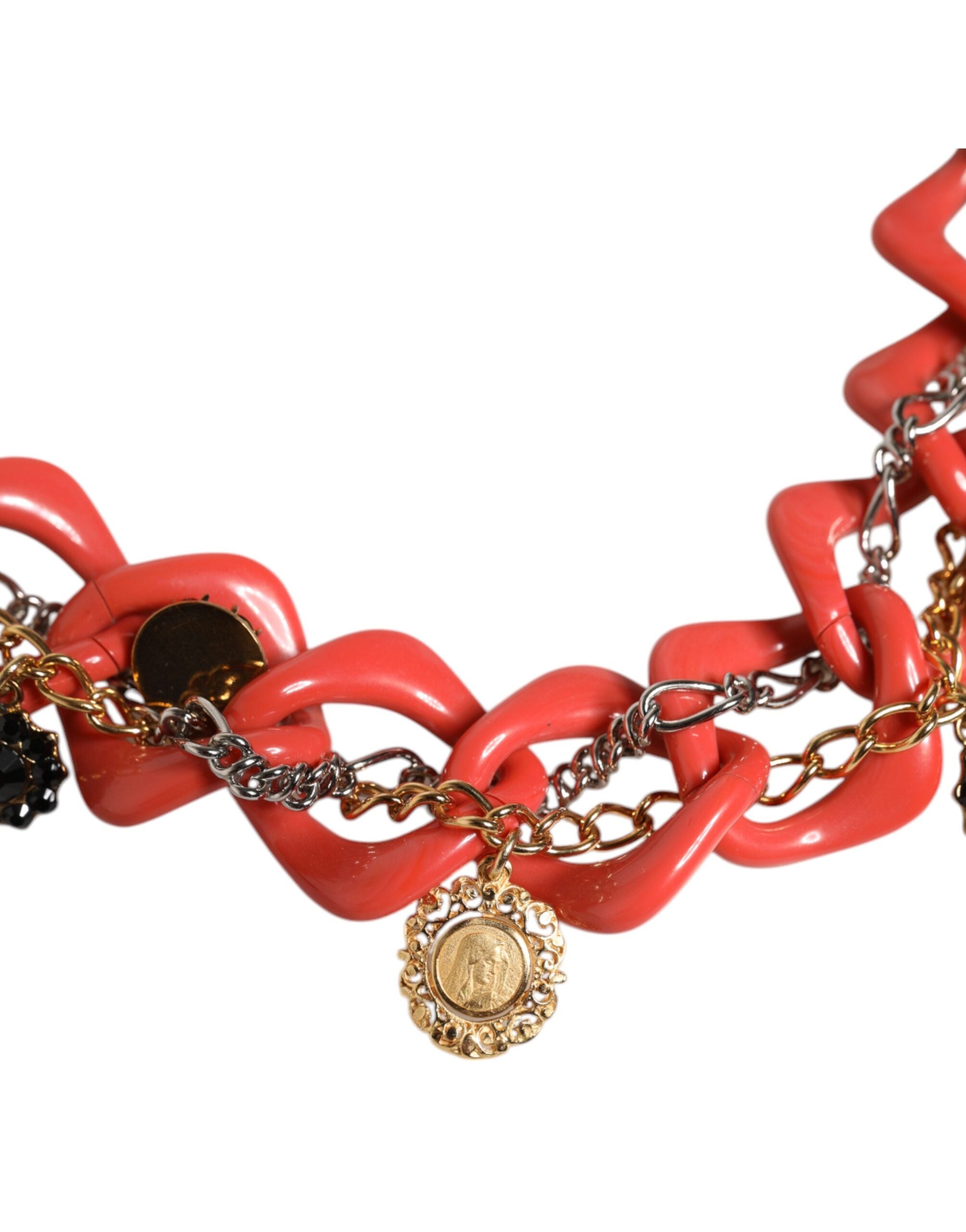 Dolce &amp; Gabbana – Mehrfarbiger, verzierter Taillengürtel mit Kette