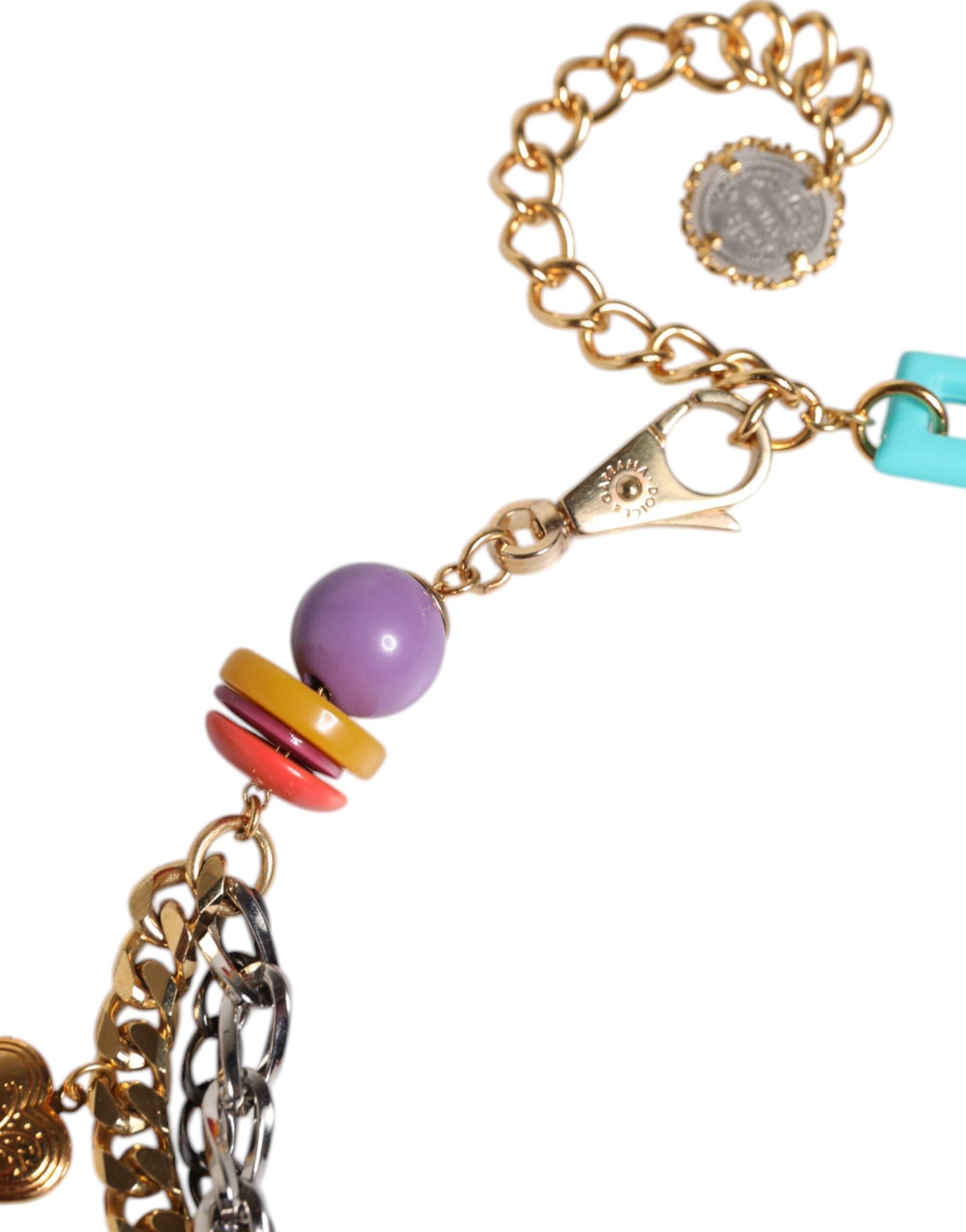 Dolce &amp; Gabbana – Mehrfarbiger, verzierter Taillengürtel mit Kette