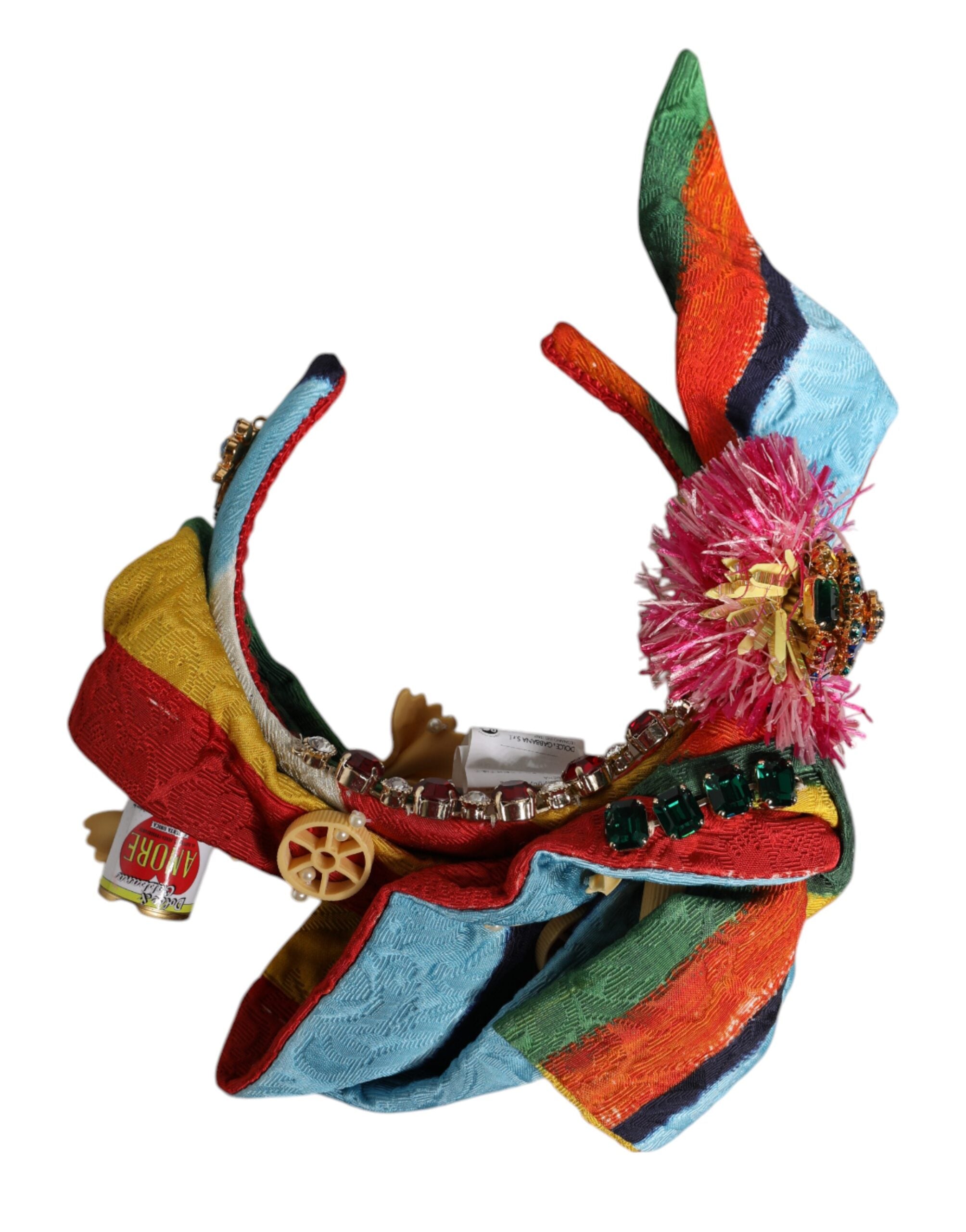 Dolce &amp; Gabbana – Mehrfarbiges Diadem-Haarband mit Blumen- und Kristallverzierung