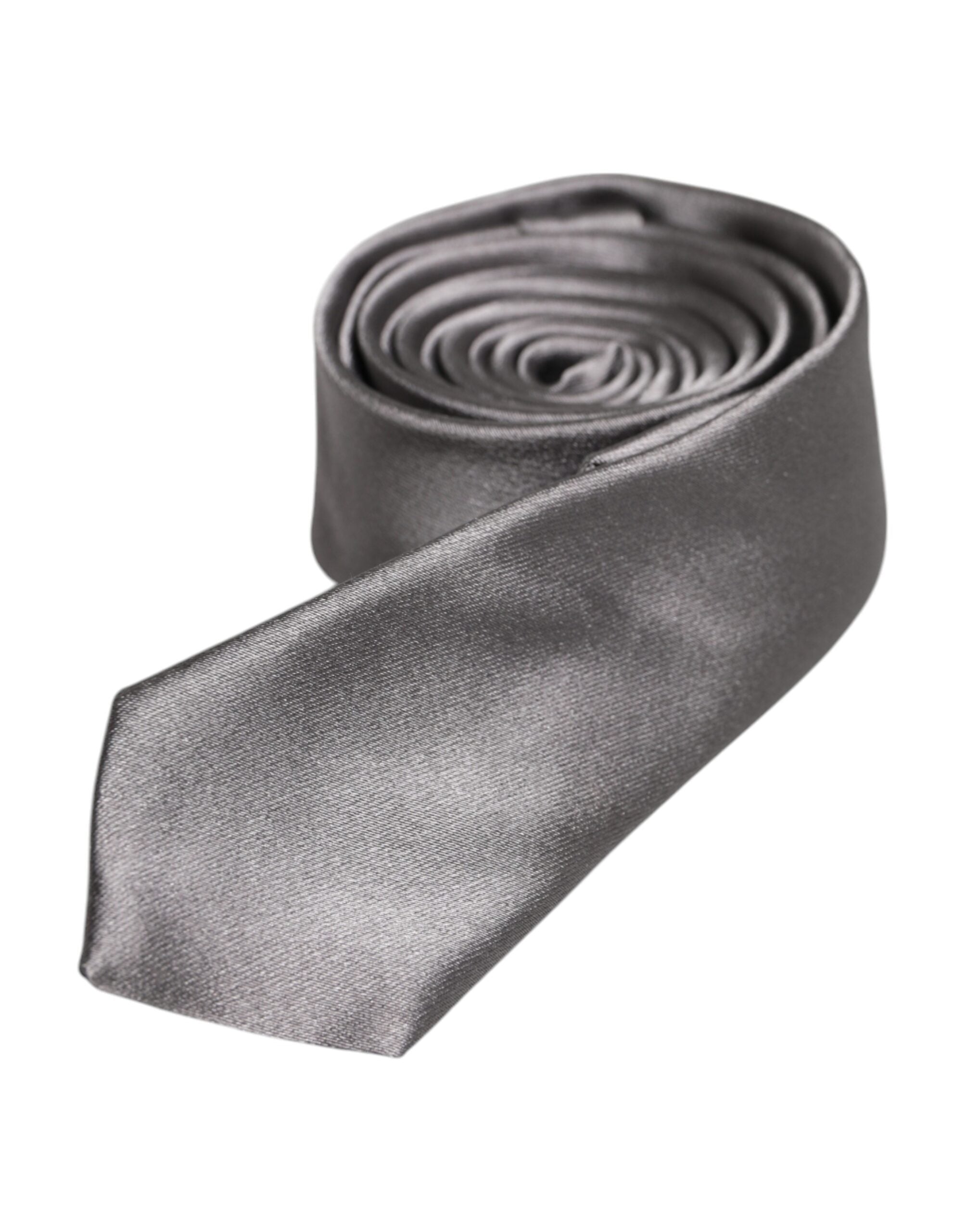 Dolce &amp; Gabbana – Verstellbare Seidenkrawatte in Metallic-Silber