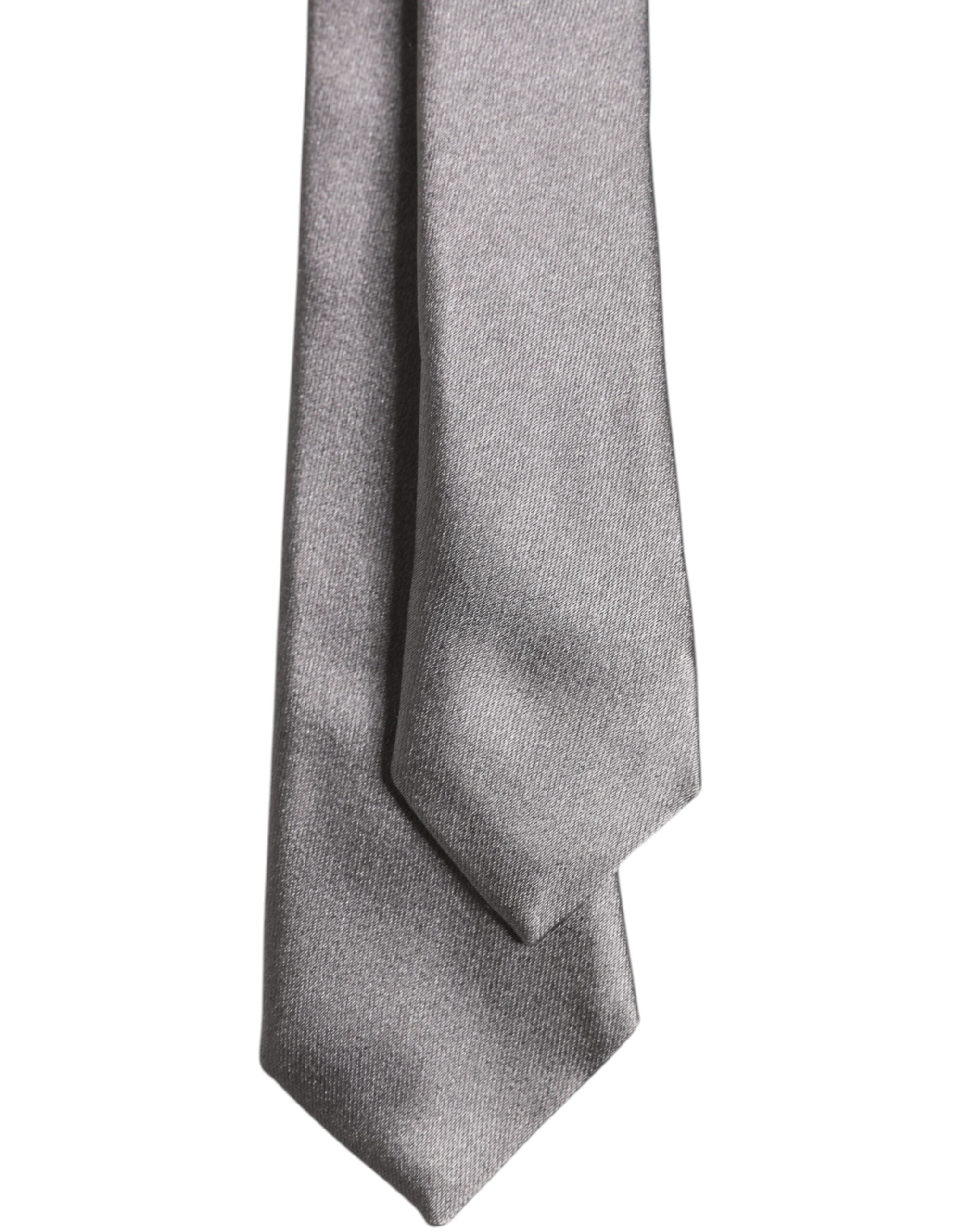 Dolce &amp; Gabbana – Verstellbare Seidenkrawatte in Metallic-Silber