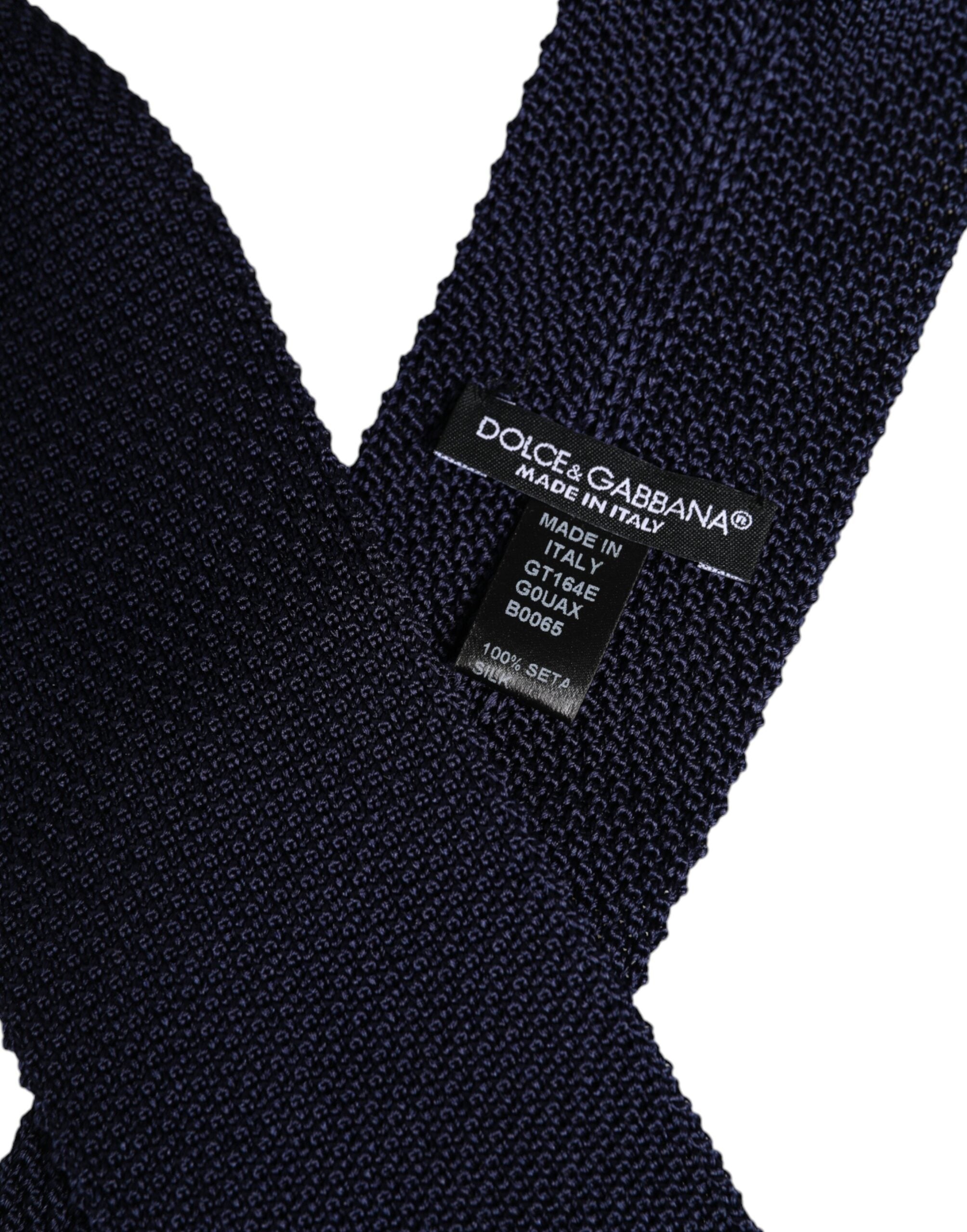 Dolce &amp; Gabbana Dunkelblaue verstellbare Seidenkrawatte