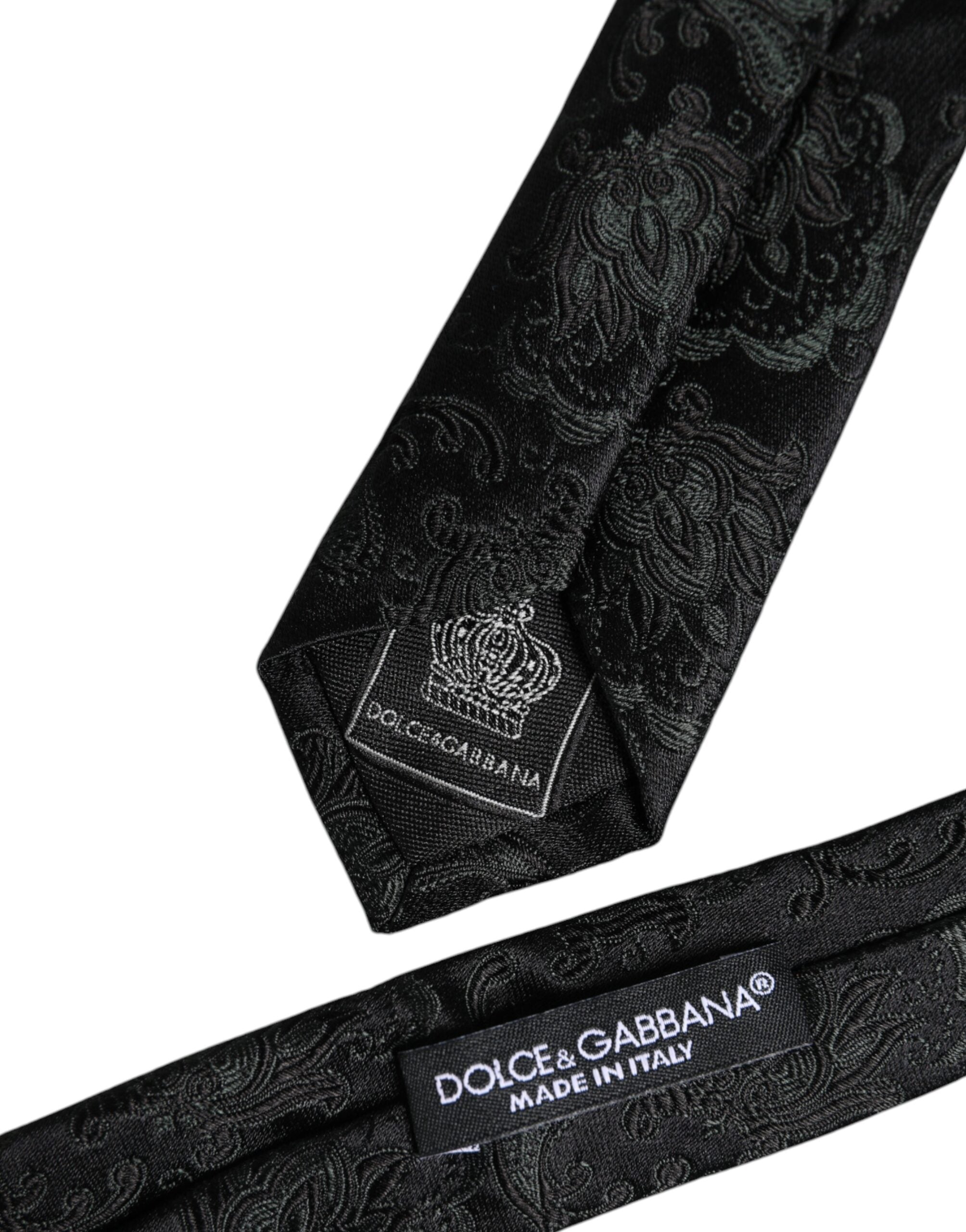 Dolce &amp; Gabbana Dunkelgrüne, verstellbare Seidenkrawatte mit Blumenmuster