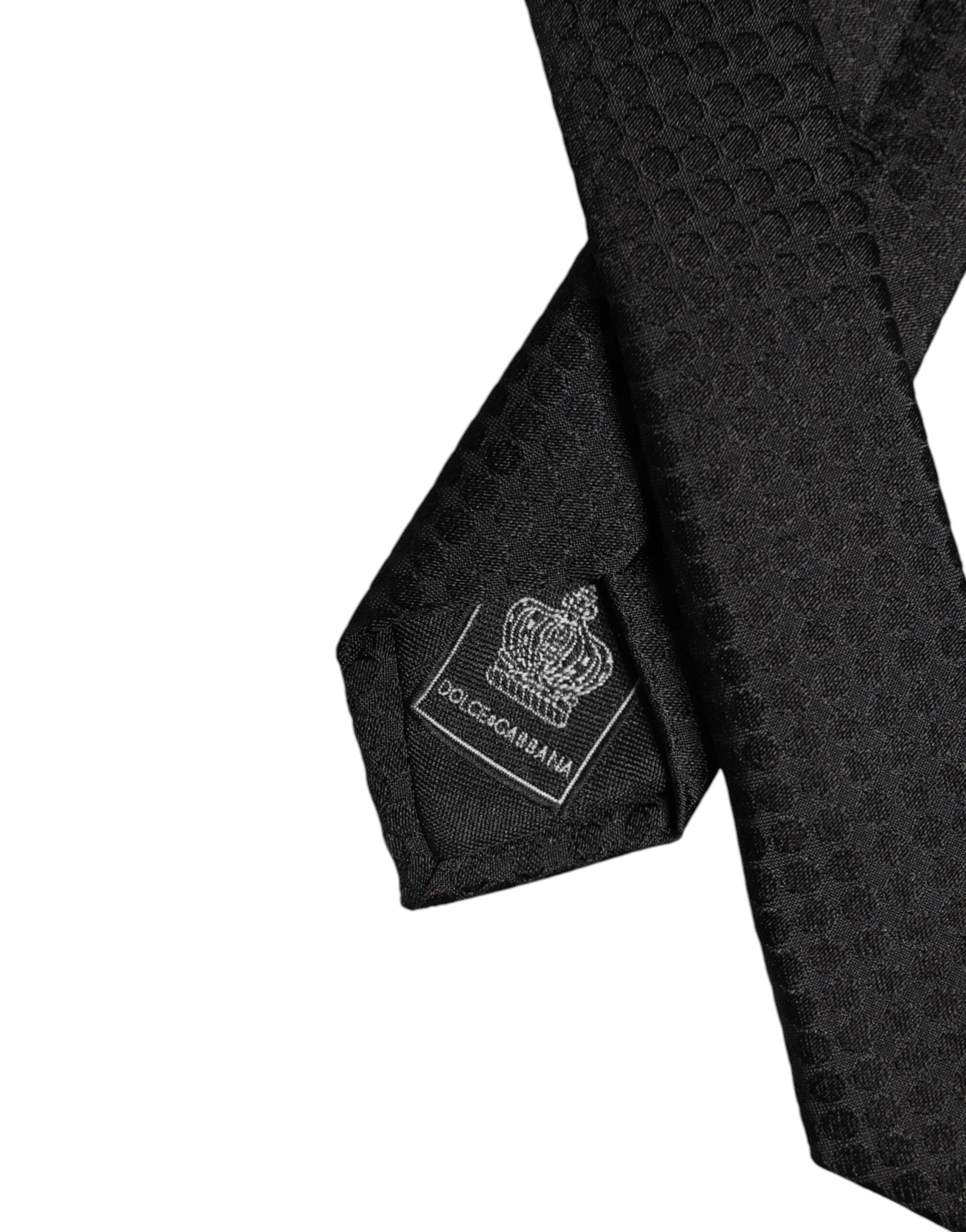 Dolce &amp; Gabbana – Verstellbare Seidenkrawatte mit schwarzen Kreisen