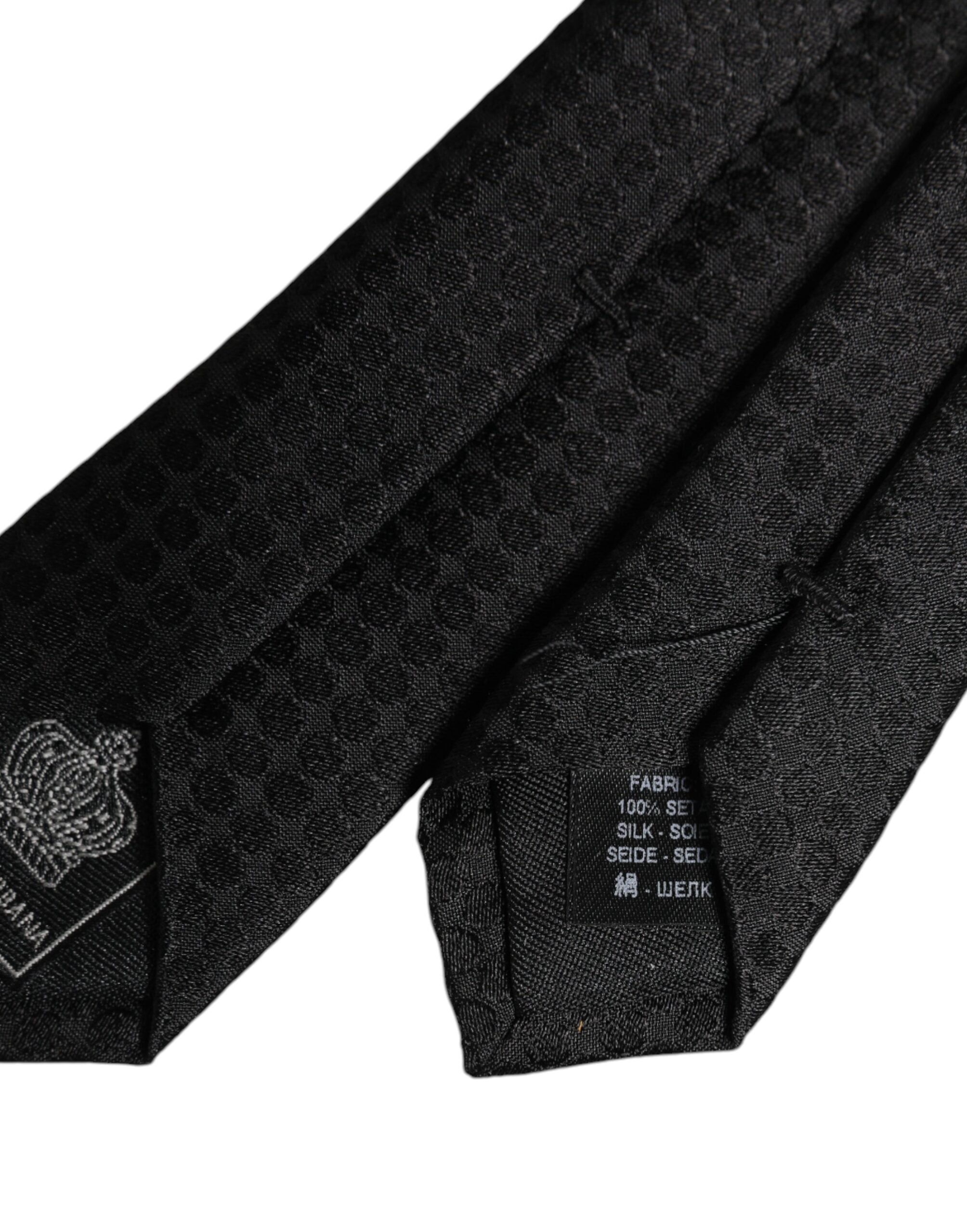 Dolce &amp; Gabbana – Verstellbare Seidenkrawatte mit schwarzen Kreisen