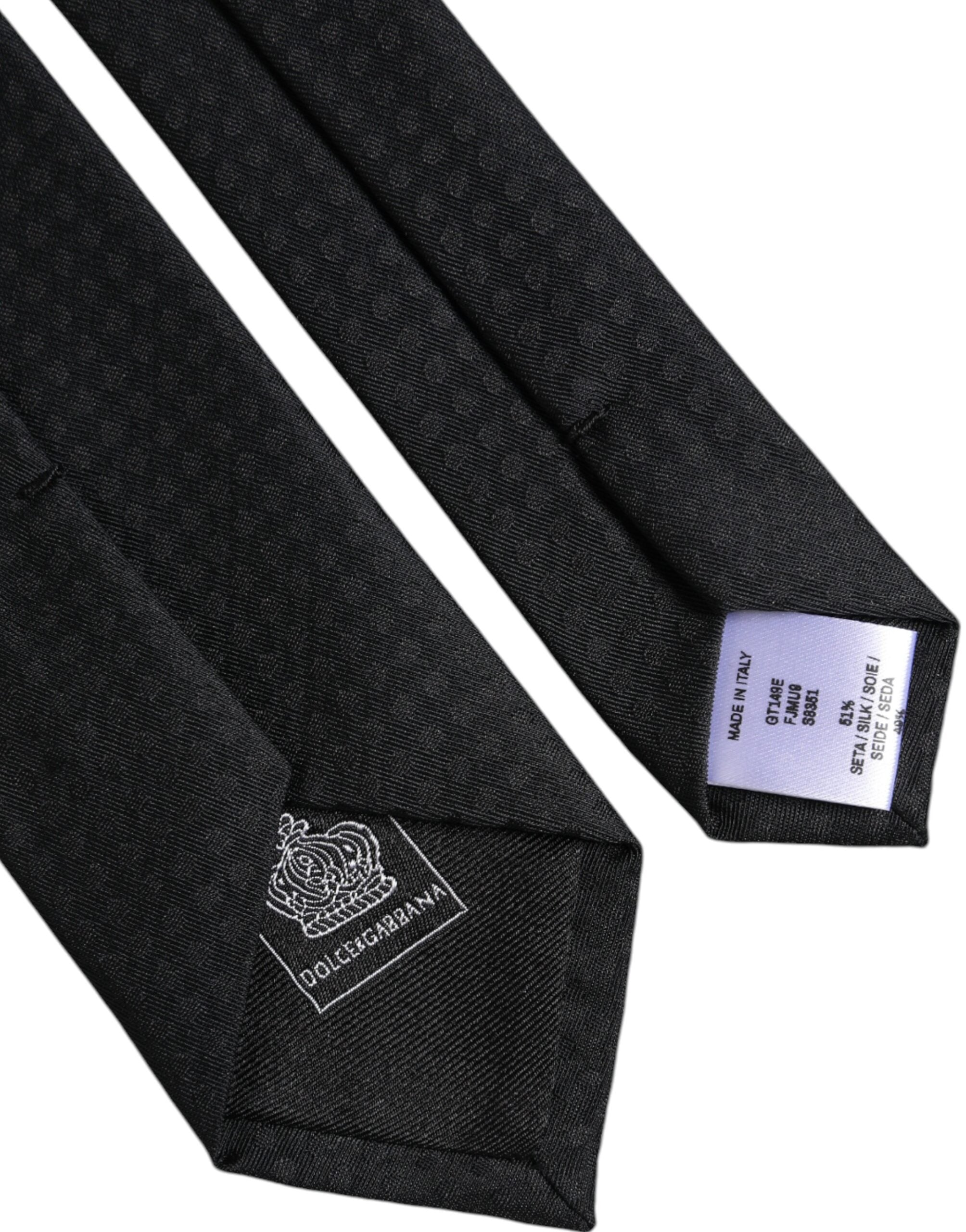 Dolce &amp; Gabbana – Verstellbare Seidenkrawatte mit schwarzen Kreisen