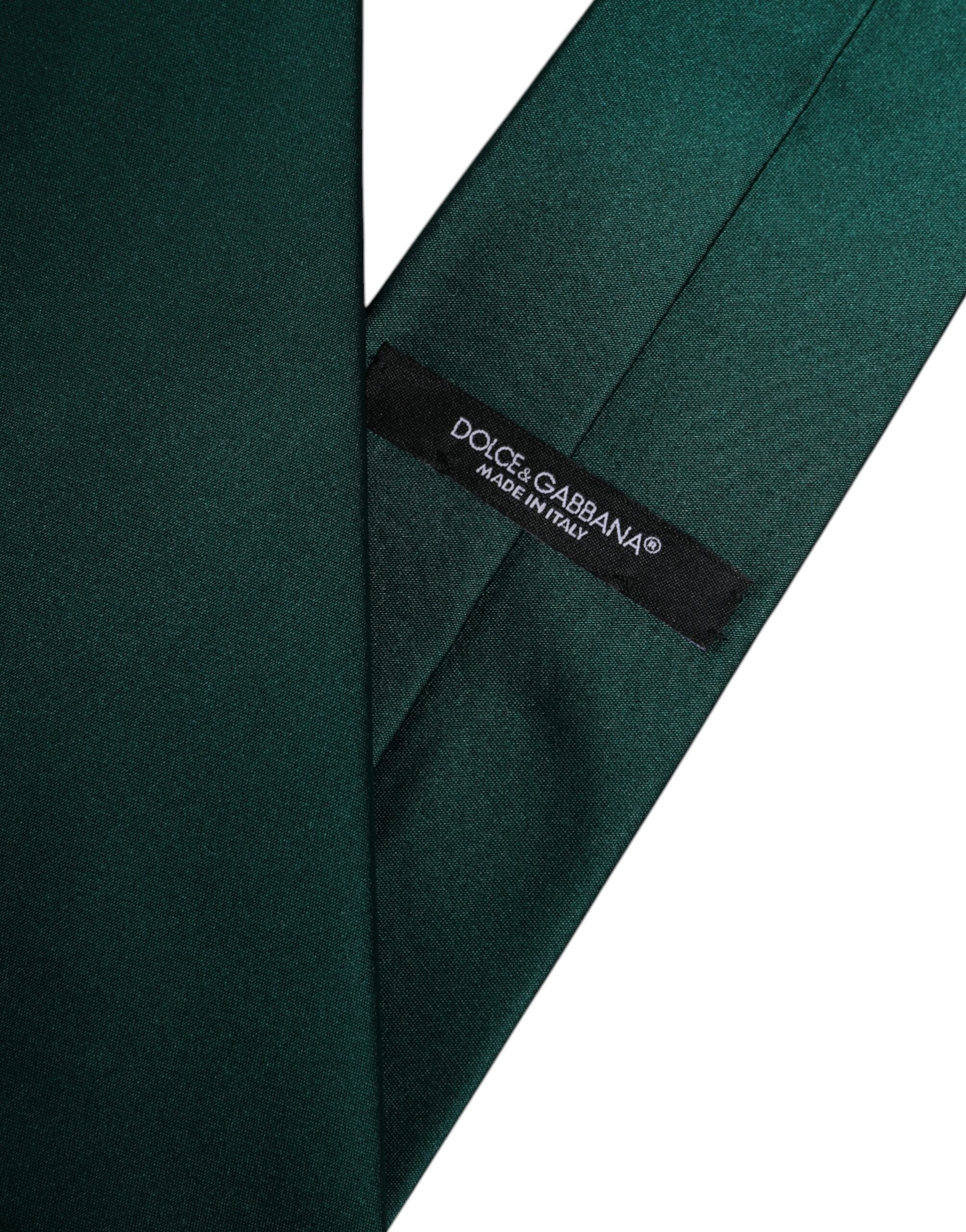 Dolce &amp; Gabbana, grüne, einfarbige, verstellbare Krawatte aus Baumwolle