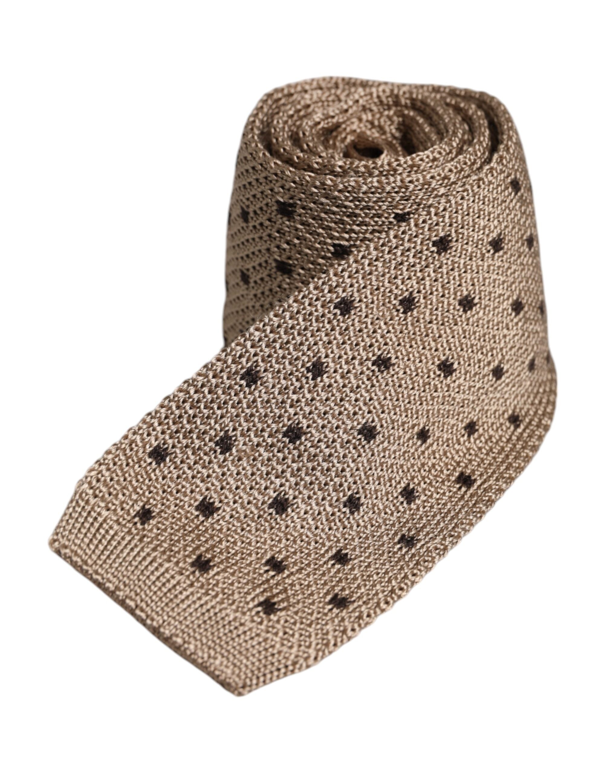 Dolce &amp; Gabbana – Verstellbare Seidenkrawatte mit Punkten in Beige