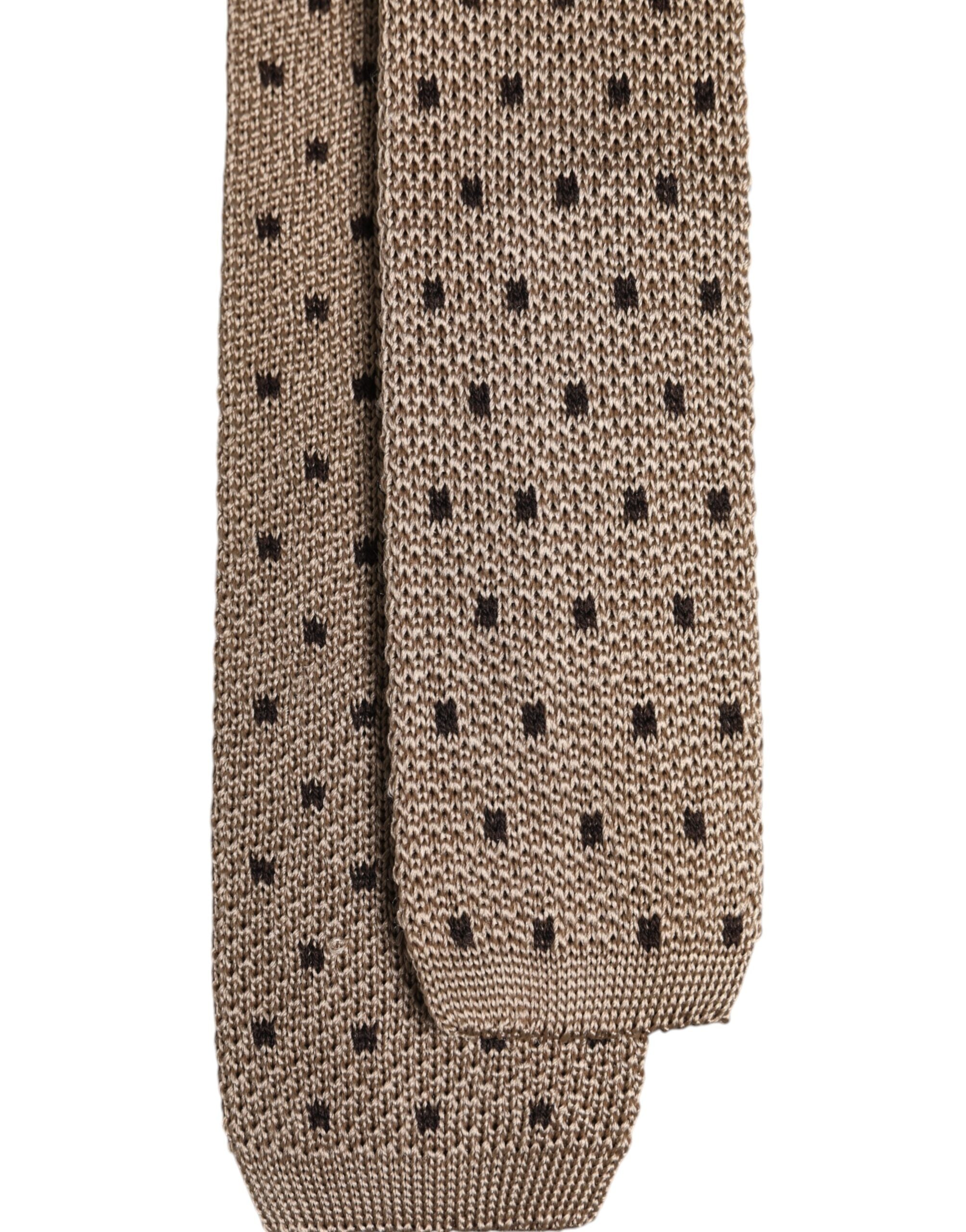 Dolce &amp; Gabbana – Verstellbare Seidenkrawatte mit Punkten in Beige