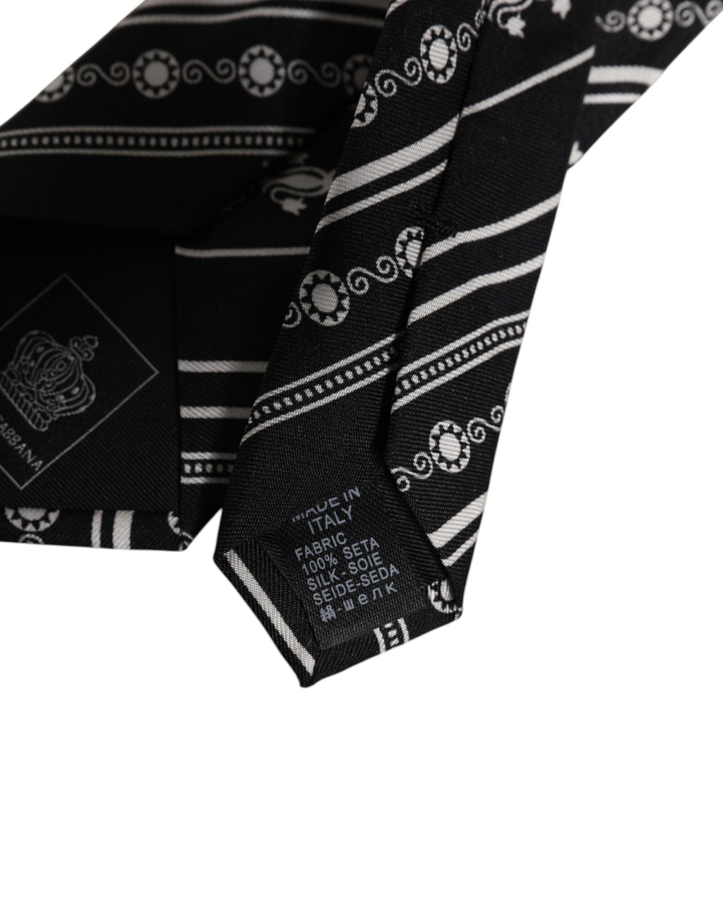 Dolce &amp; Gabbana – Verstellbare Seidenkrawatte mit schwarzen und weißen Streifen