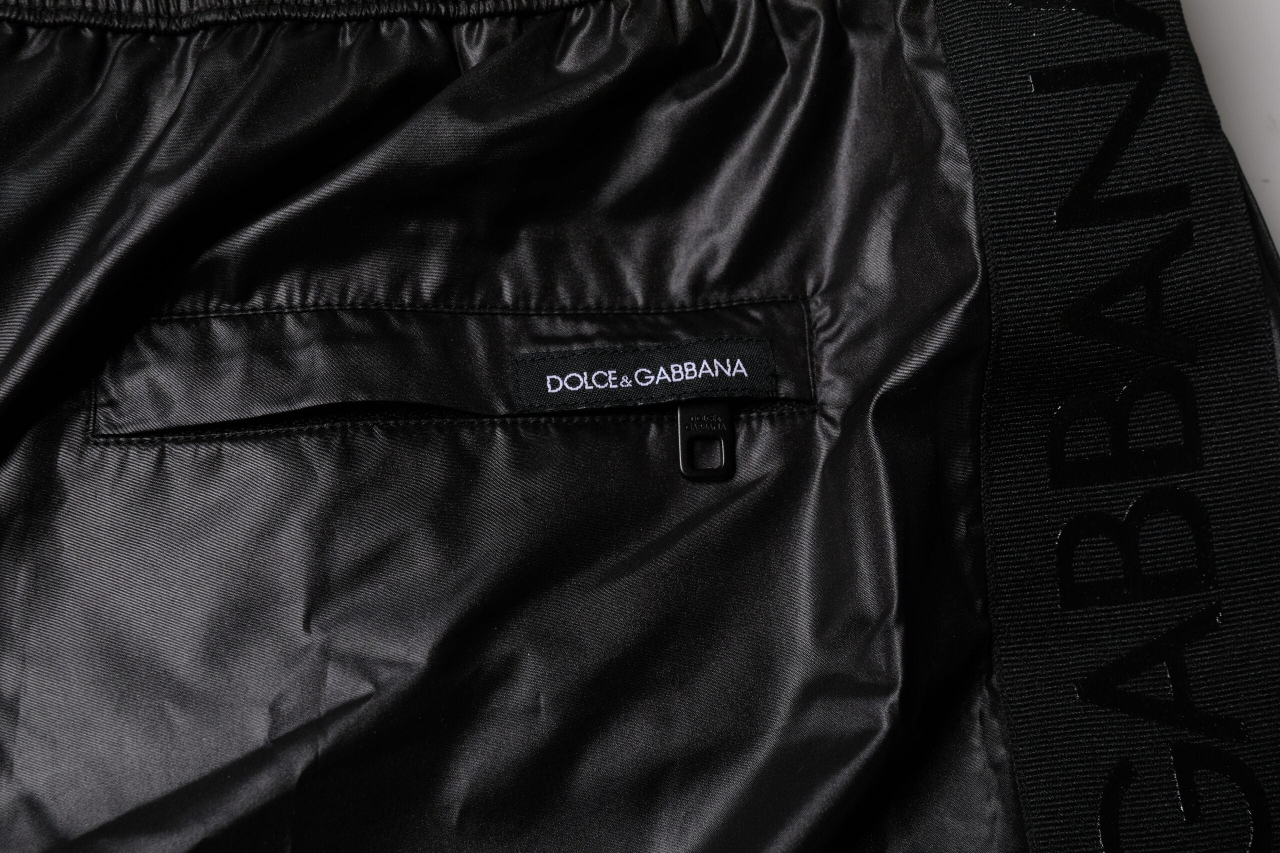 Dolce &amp; Gabbana Schwarze Polyester-Strandshorts