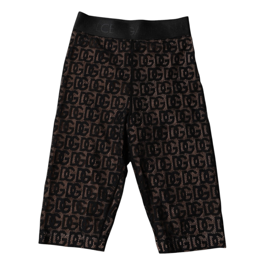 Dolce &amp; Gabbana – Kurze Strumpfhose mit Logo und Monogramm in Schwarz