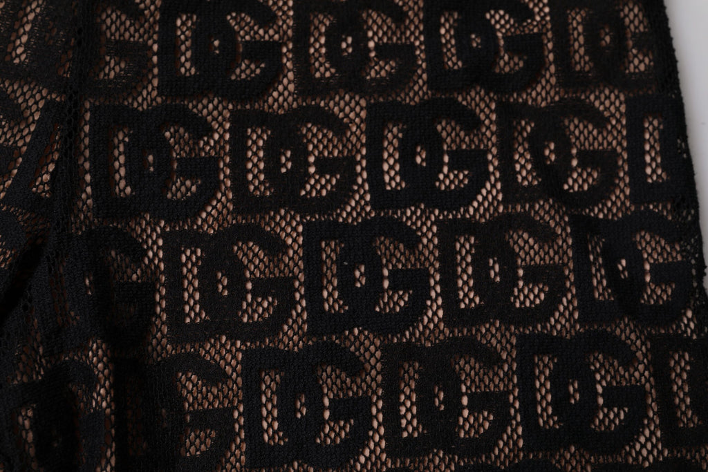 Dolce &amp; Gabbana – Kurze Strumpfhose mit Logo und Monogramm in Schwarz