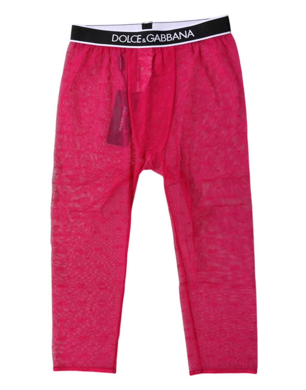 Dolce &amp; Gabbana – Kurze Nylon-Strumpfhose mit DG-Logo in Fuchsia