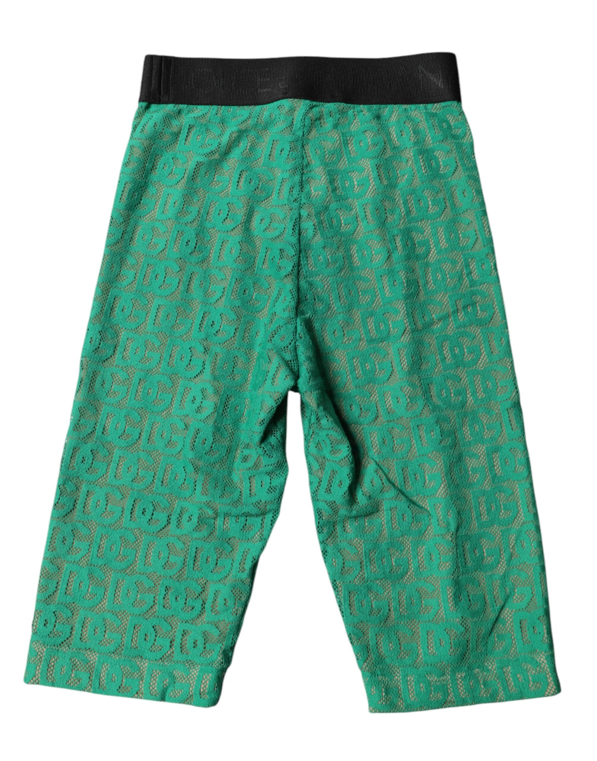 Dolce &amp; Gabbana – Kurze Strumpfhose mit Logo-Monogramm in Grün