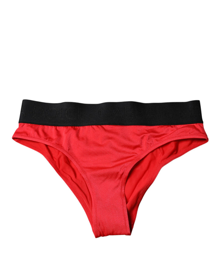Dolce &amp; Gabbana – Rote Nylon-Stretch-Höschen mit mittlerer Taille