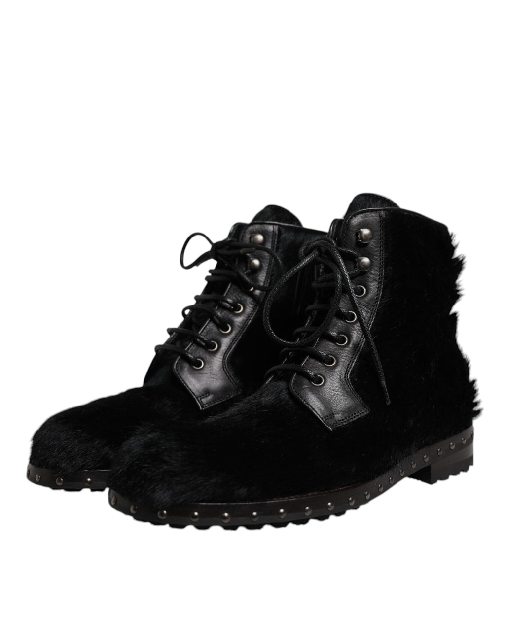 Dolce &amp; Gabbana – Schwarze, wadenlange Stiefel aus Leder im Pony-Stil