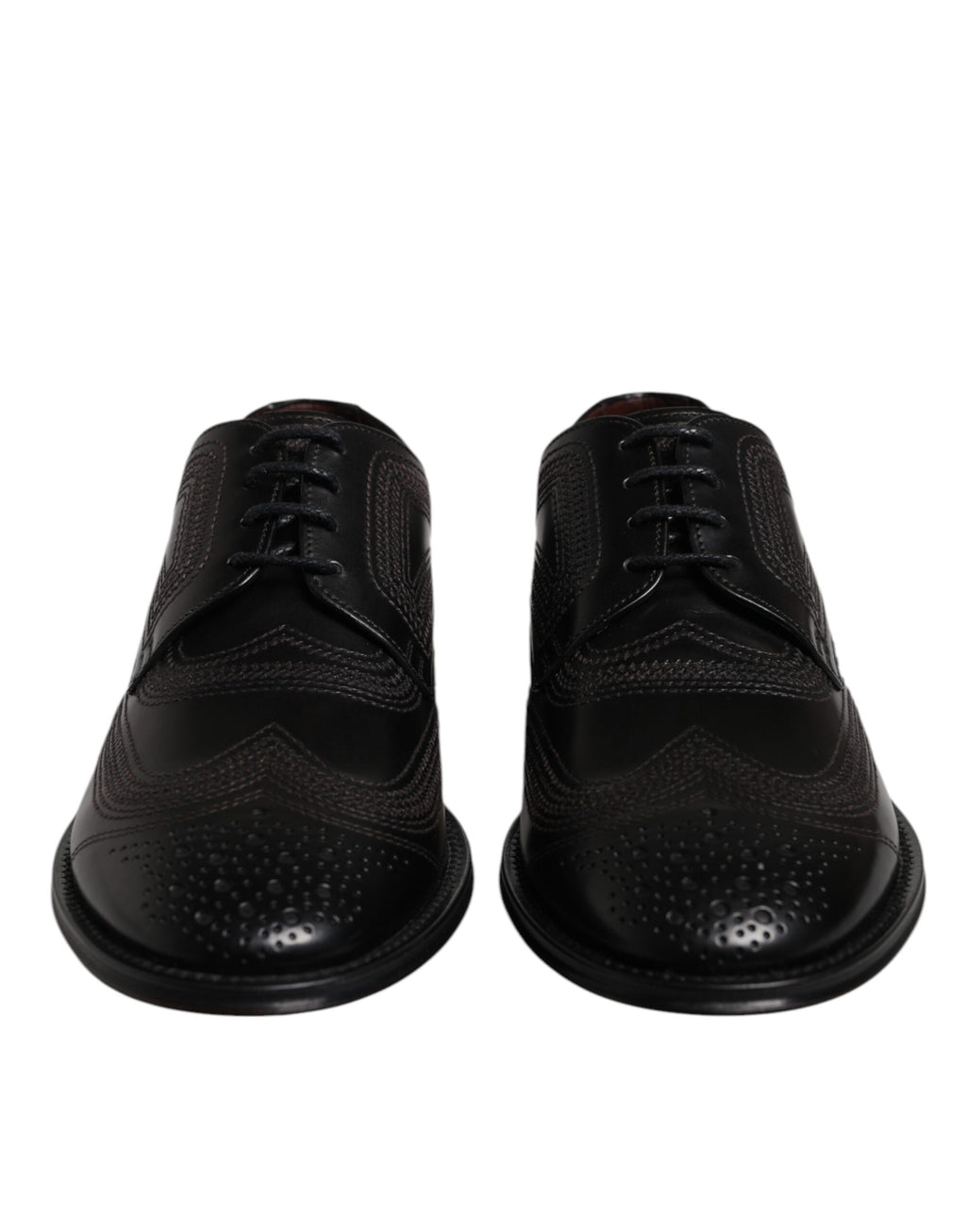 Dolce &amp; Gabbana – Klassische Derby-Schuhe aus schwarzem, besticktem Leder